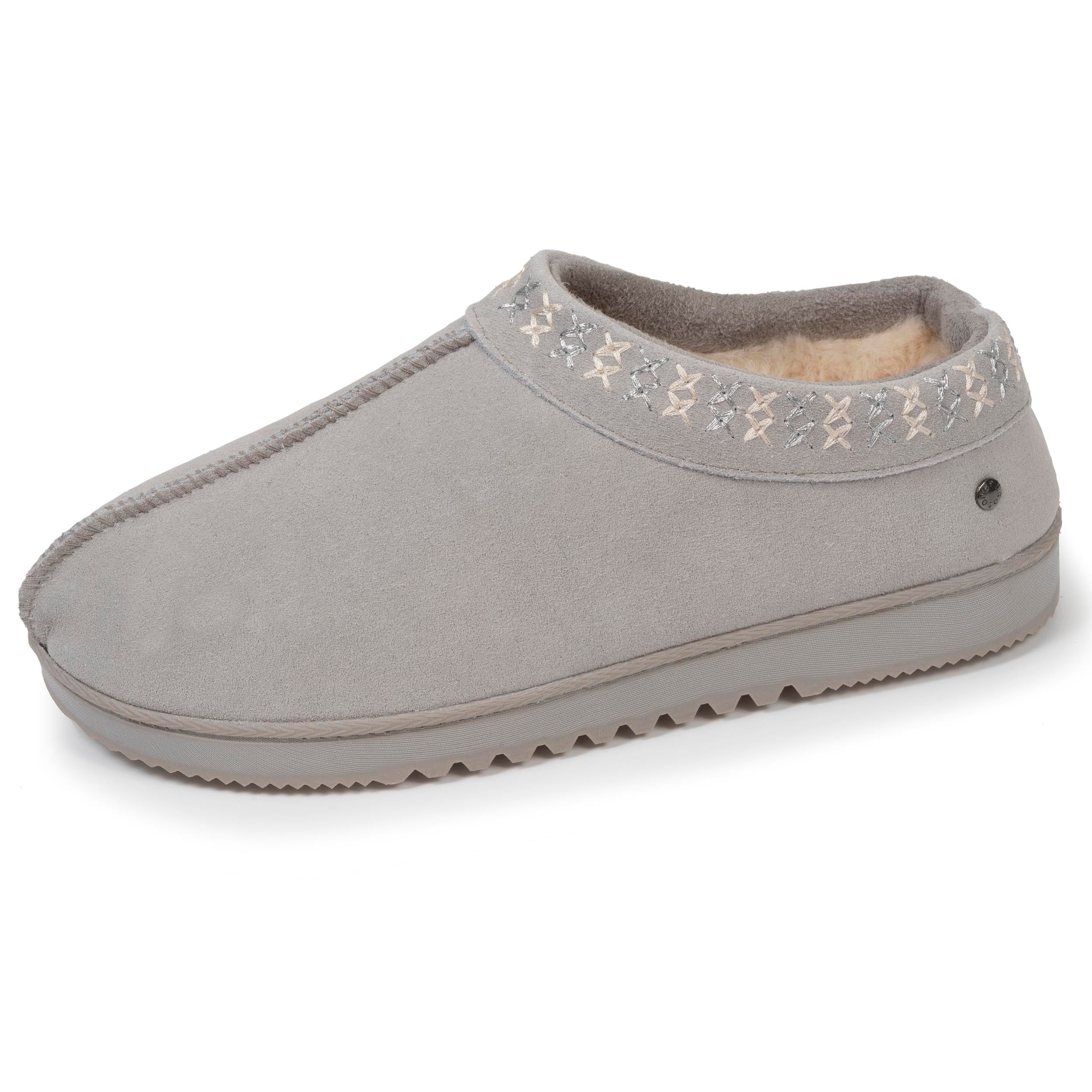 isotoner-chaussons-bottillons-bas-femme-cuir-gris image 1