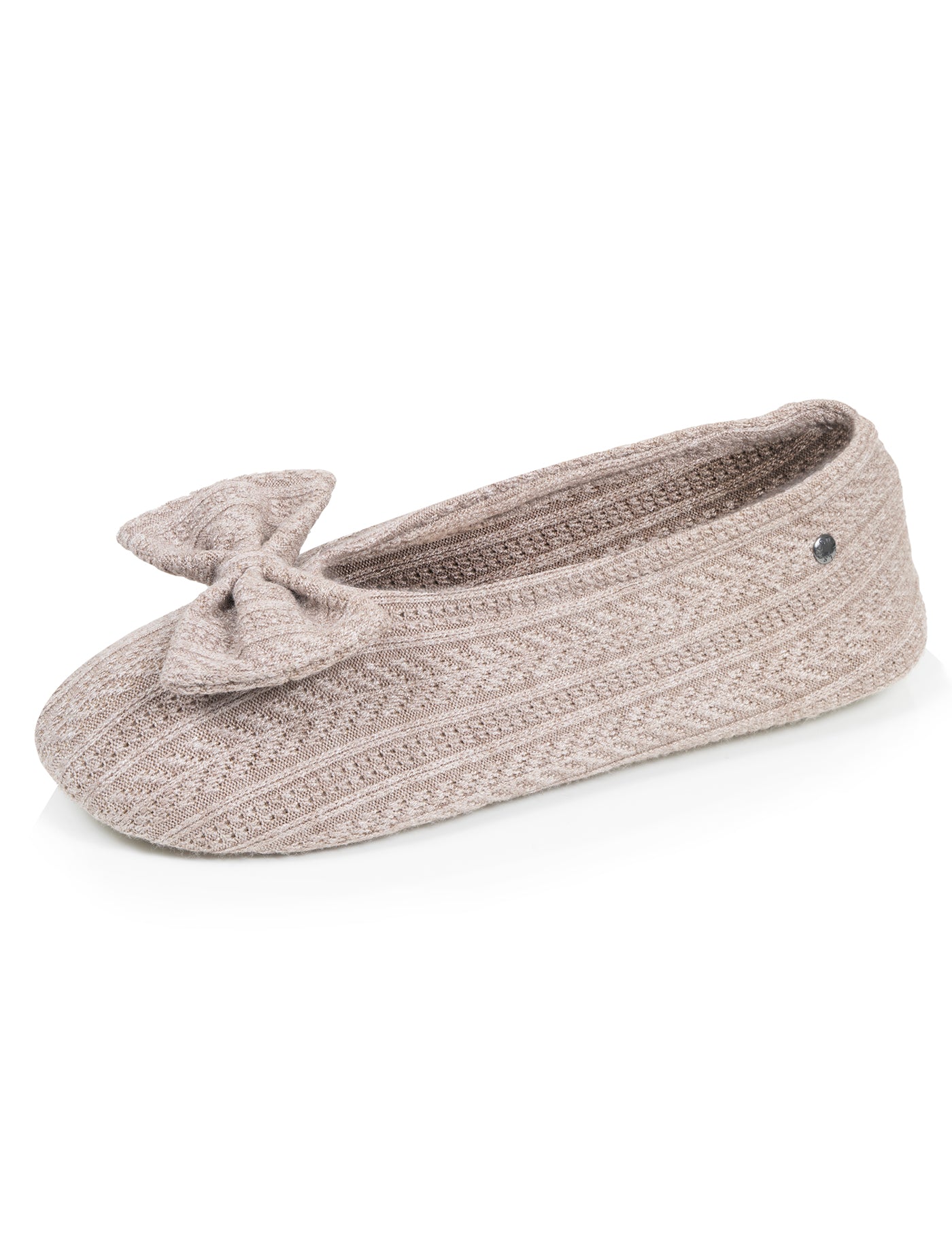 isotoner-chaussons-ballerines-femme-grand-n-ud-taupe image 6