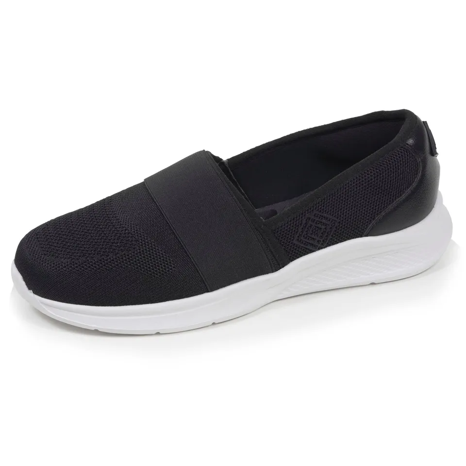 isotoner-baskets-slippers-femme-lastique-noir-everywear image 1