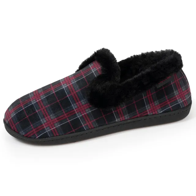 isotoner-chaussons-charentaises-femme-tartan-bordeaux image 1