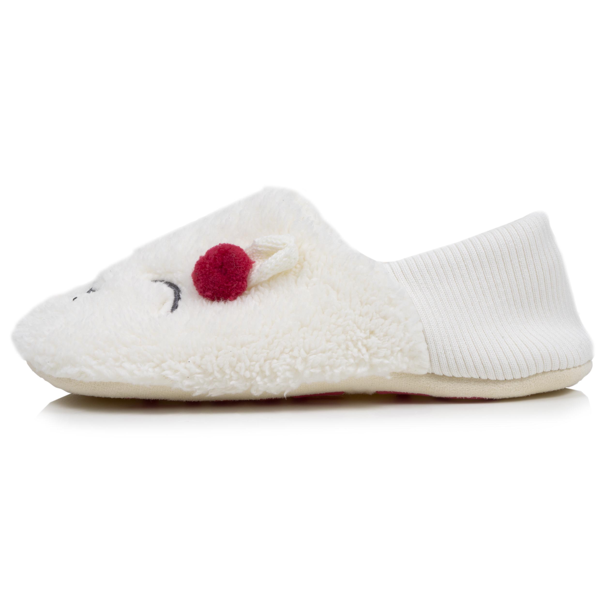 isotoner-chaussettes-slippers-femme-sherpa-lama-ivoire image 3