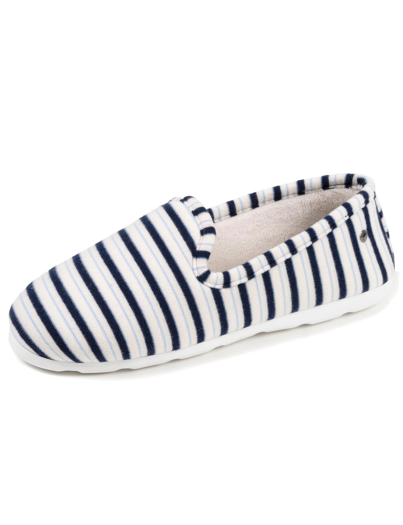 isotoner-chaussons-charentaises-femme-rayures-bleues image 6