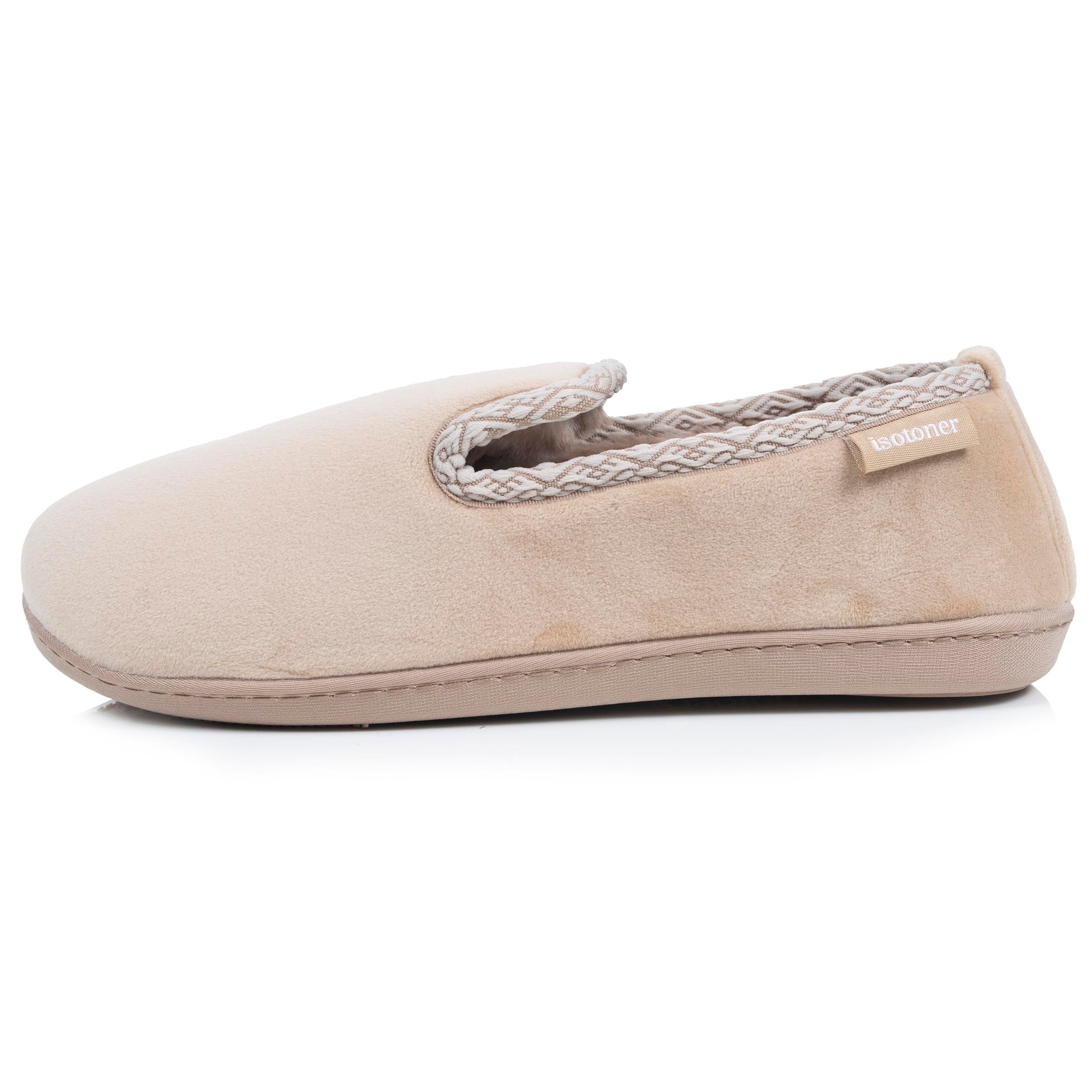 isotoner-chaussons-charentaises-femme-beige-fourr-s image 4