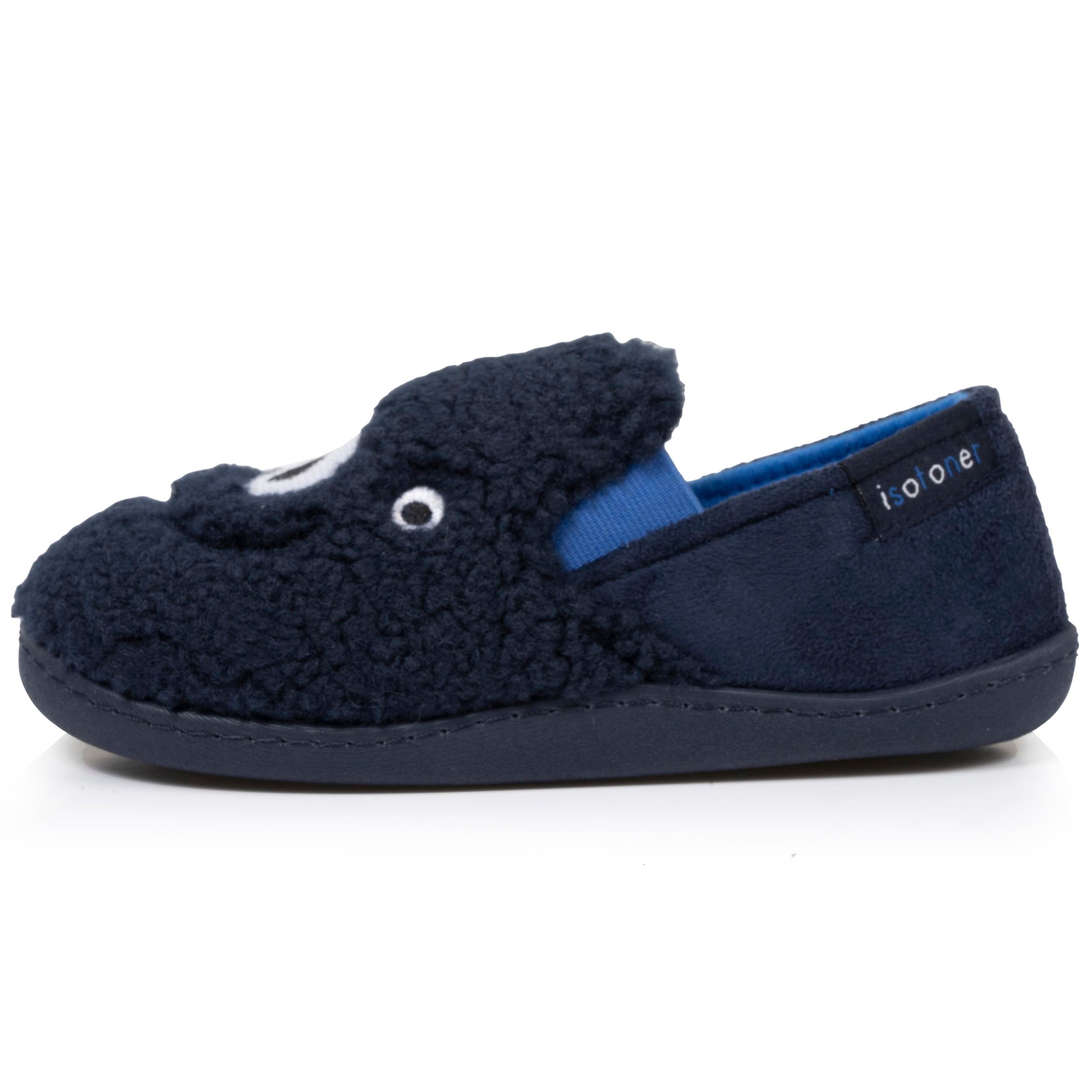 isotoner-chaussons-mocassins-enfant-marine-monstre-sherpa-antid-rapant image 3