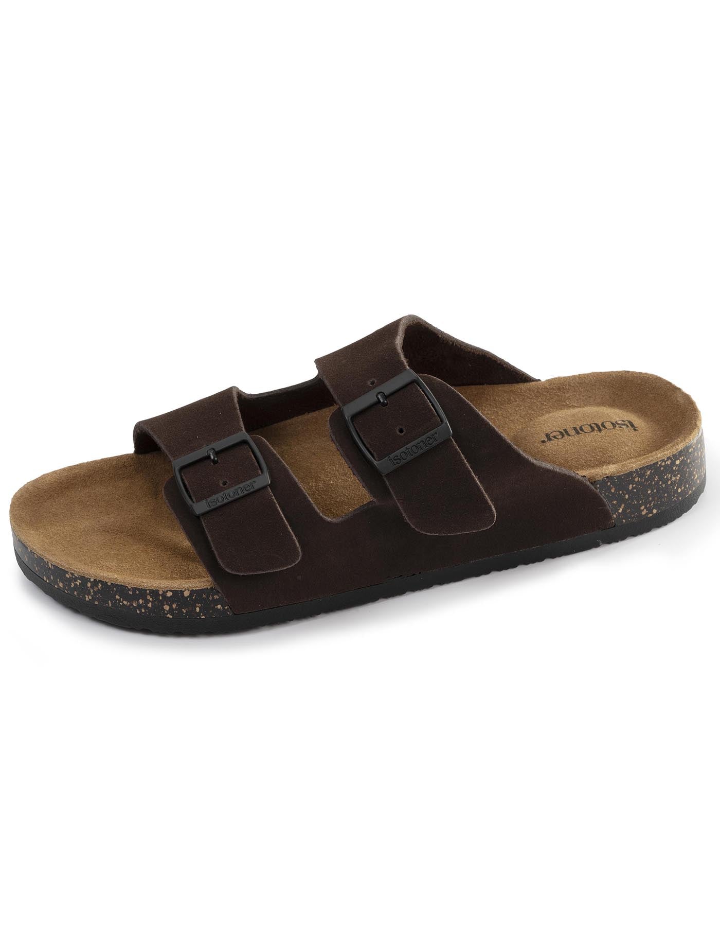 isotoner-mules-sandales-homme-double-bride-cuir-marron image 6