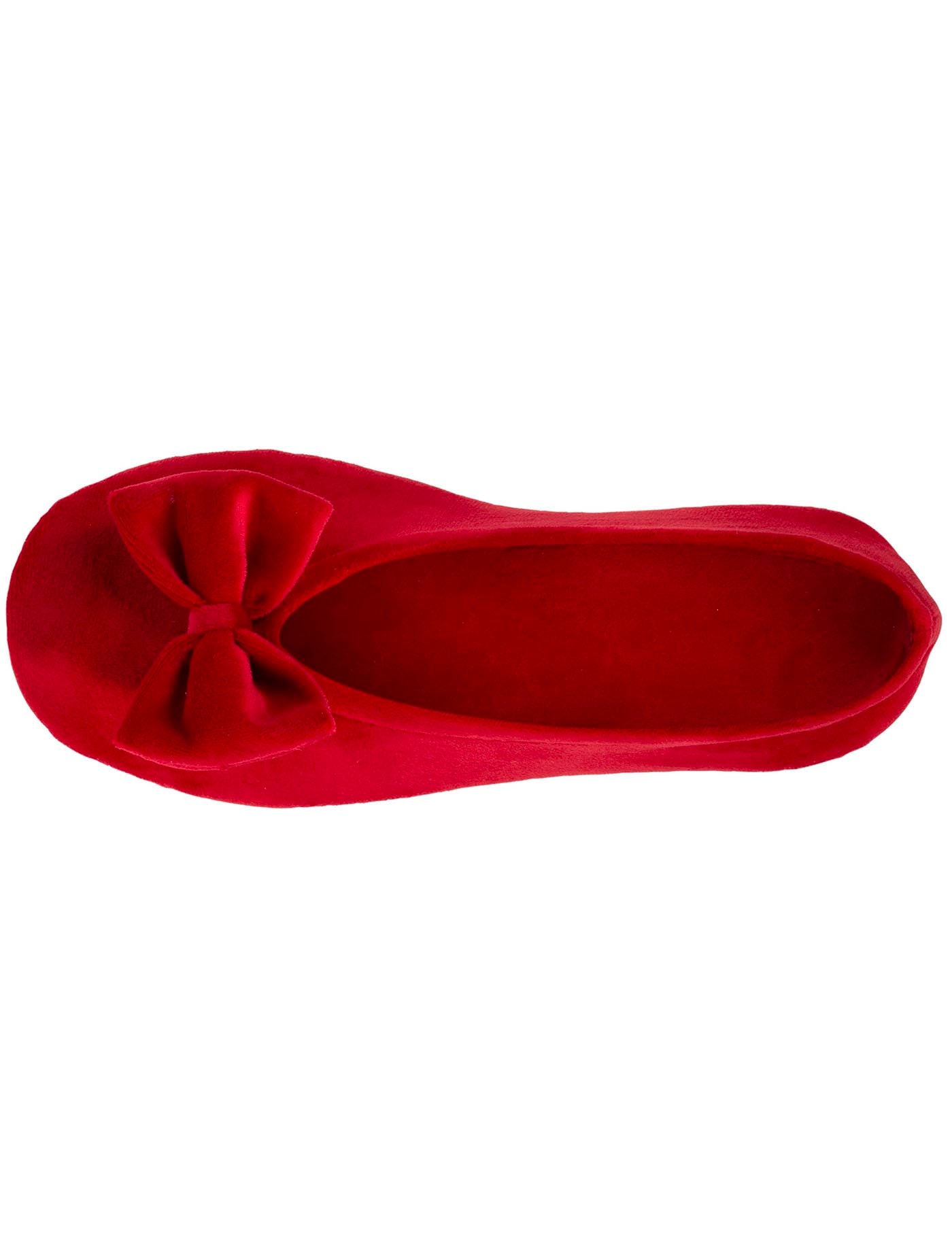 isotoner-chaussons-ballerines-femme-grand-n-ud-rouge image 7