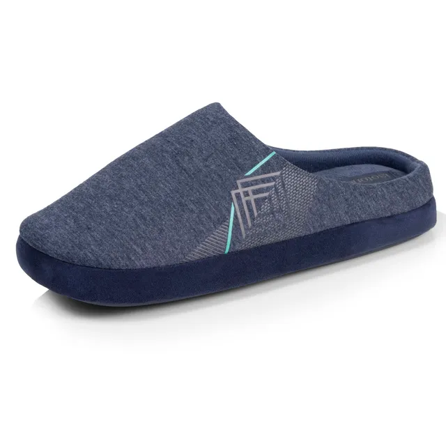 isotoner-chaussons-mules-homme-marine-chin-diamant image 1