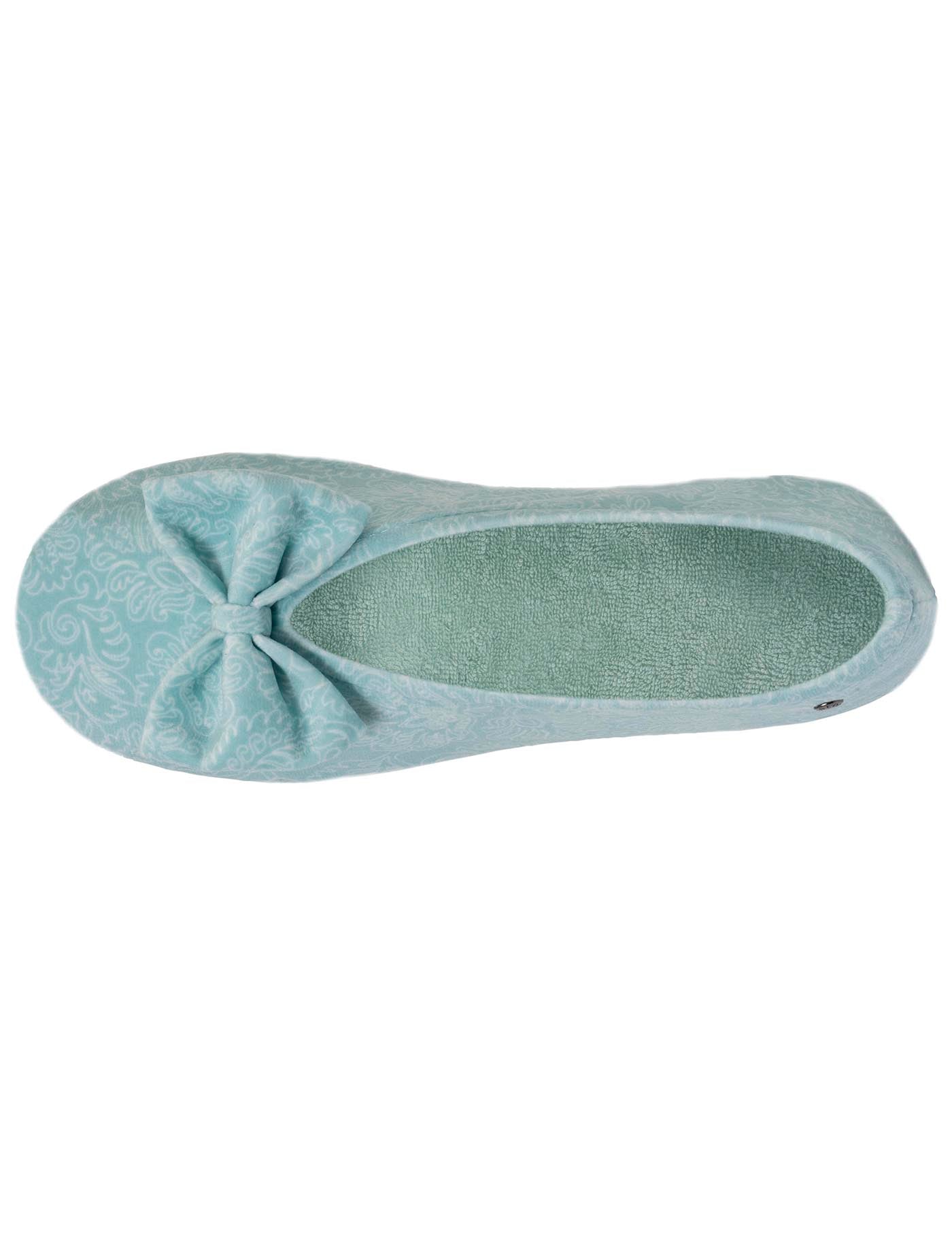 isotoner-chaussons-ballerines-grand-n-ud-femme-vert-eau image 7