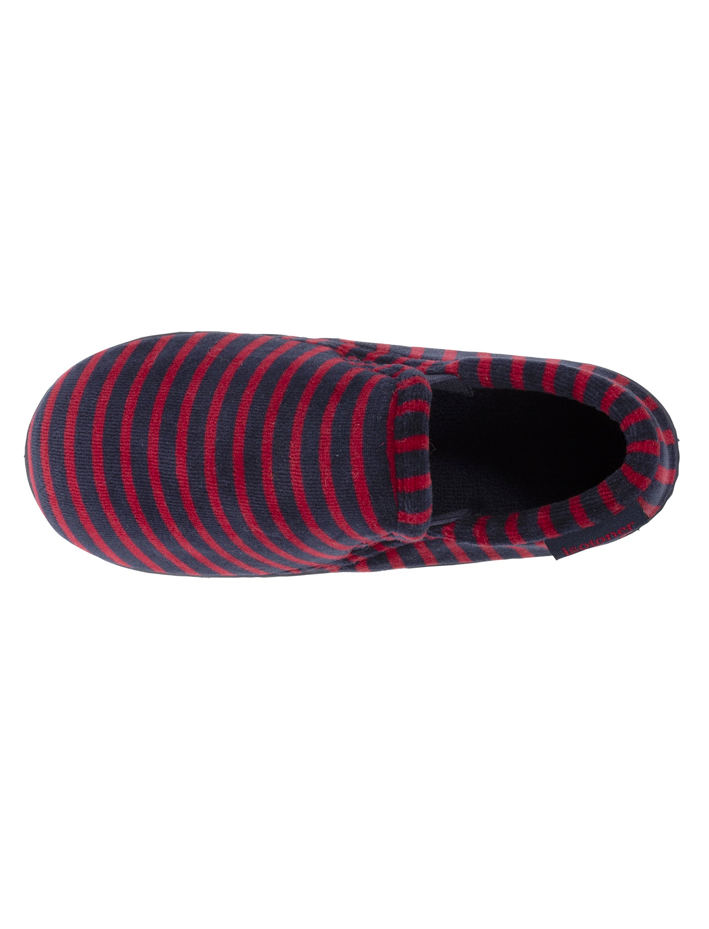 isotoner-chaussons-mocassins-enfant-rayures-bordeaux-marine-velours-coton image 7