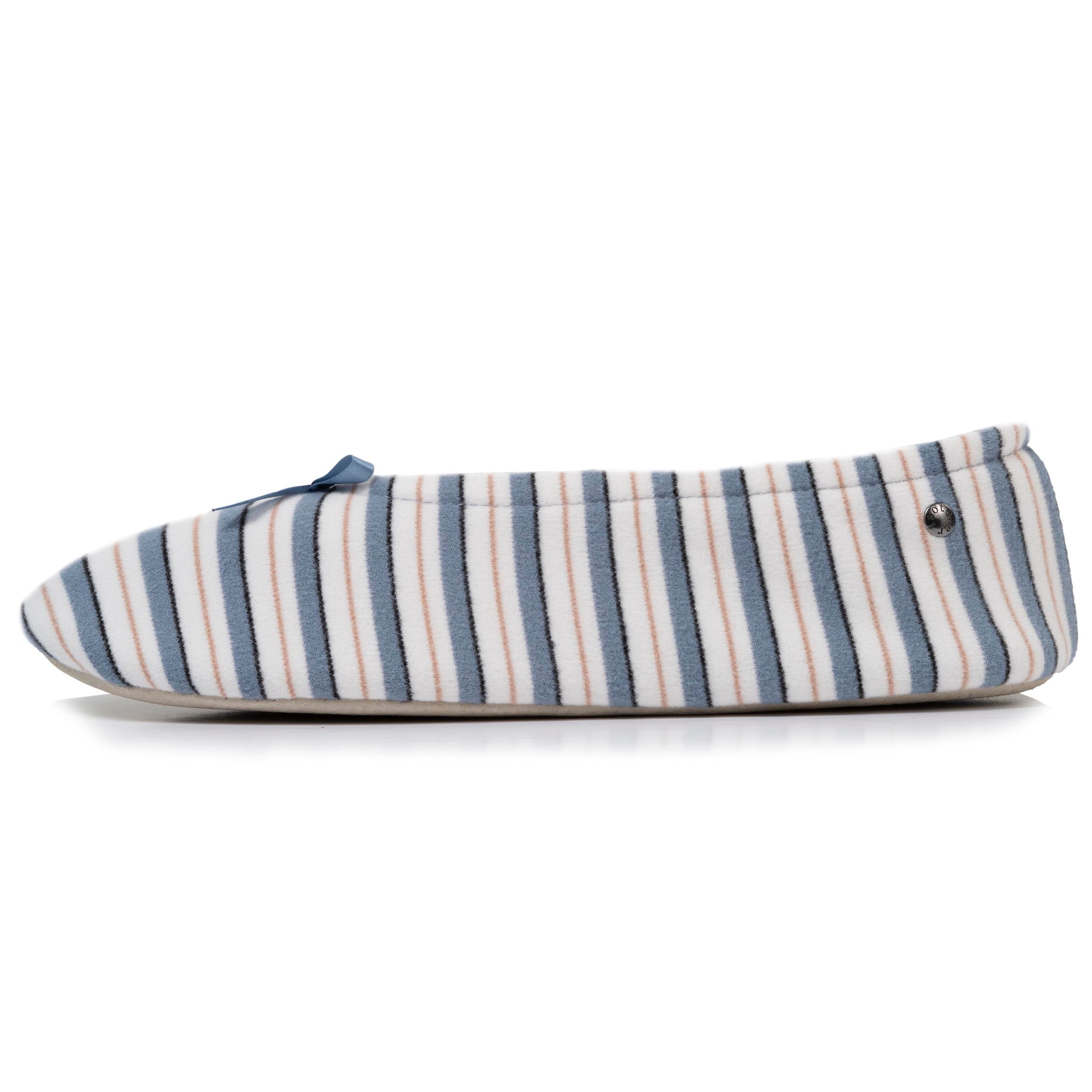 isotoner-chaussons-ballerines-grand-n-ud-femme-rayure image 3