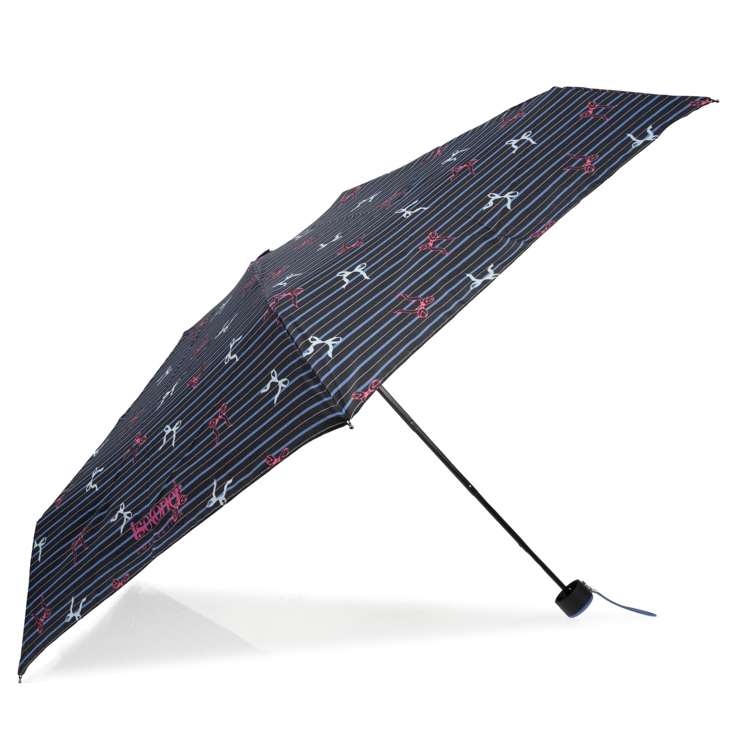 isotoner-parapluie-mini-slim-rayure-n-ud-bleu-compact-16-cm image 2
