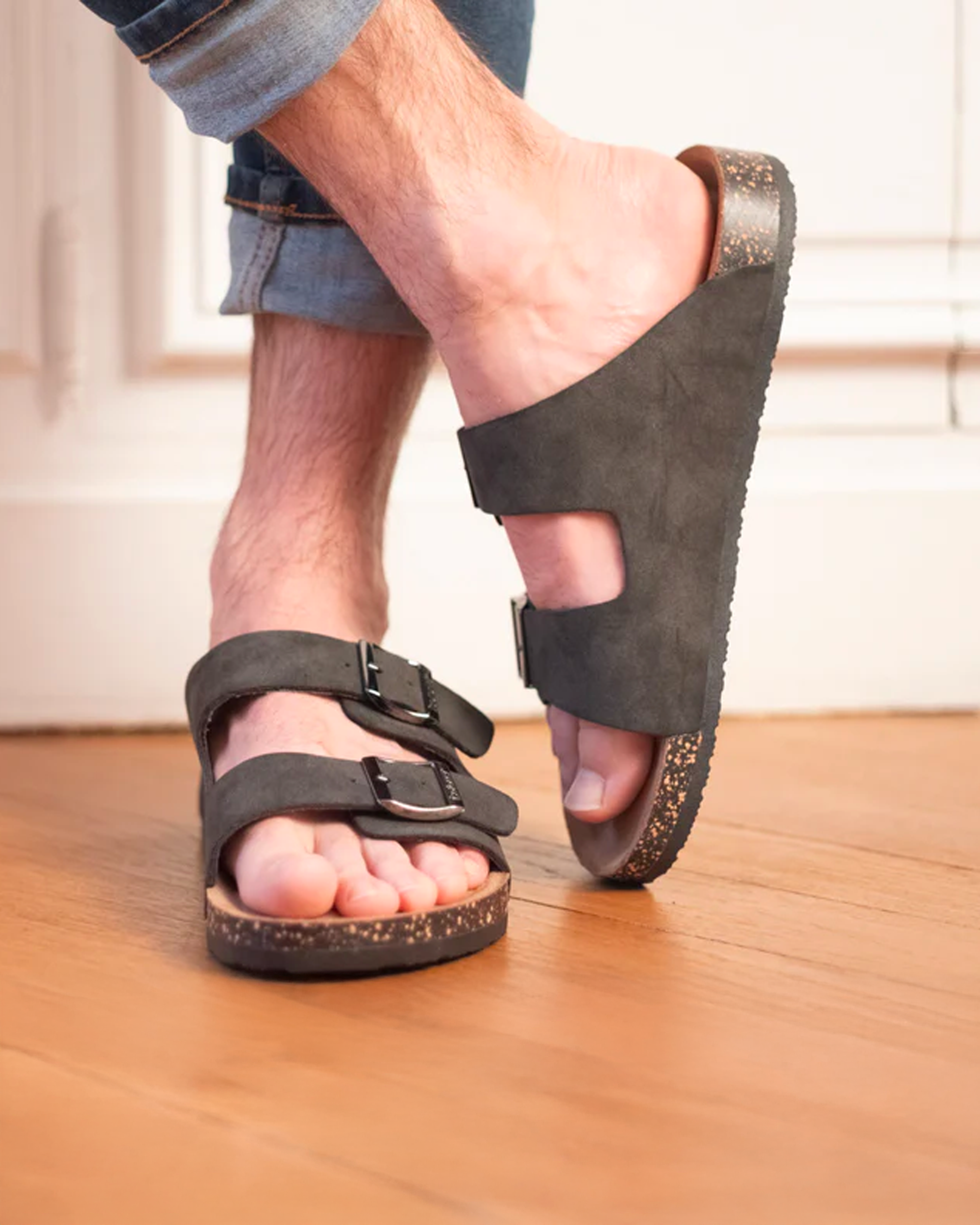 isotoner-mules-sandales-homme-double-bride-gris image 2