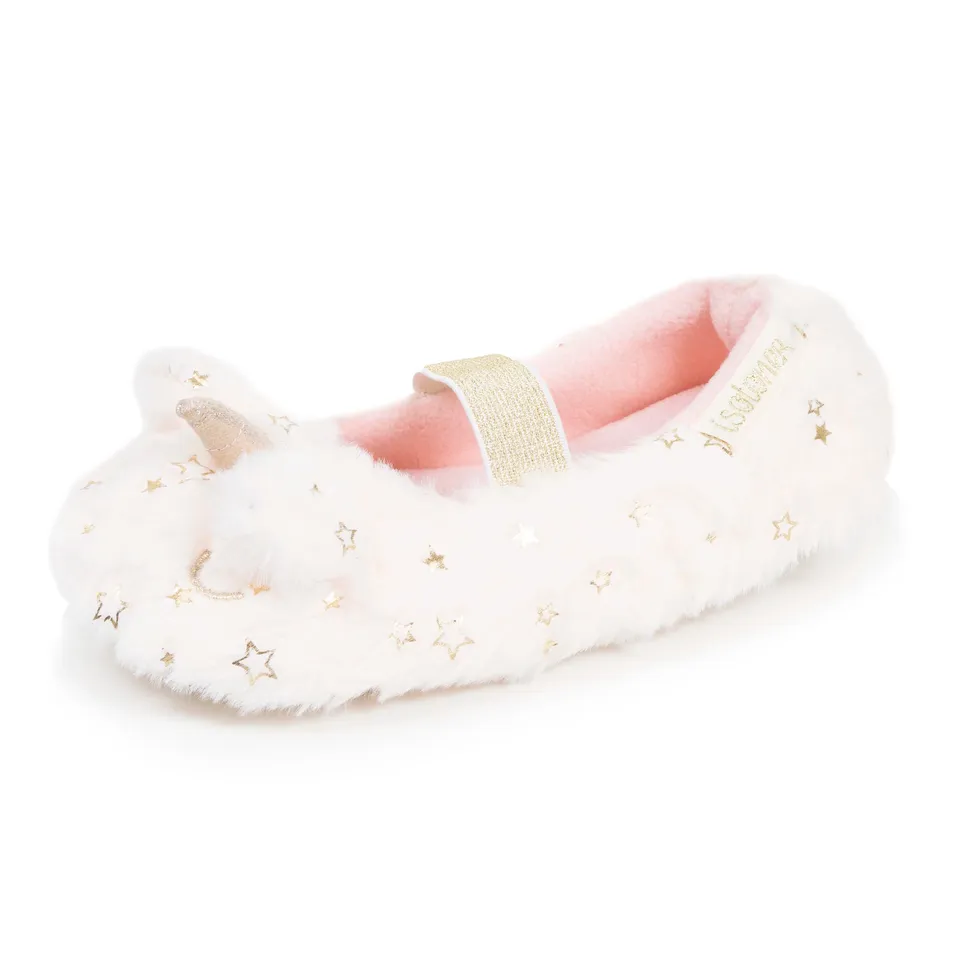 isotoner-chaussons-slippers-enfant-licorne-3d-ivoire image 1