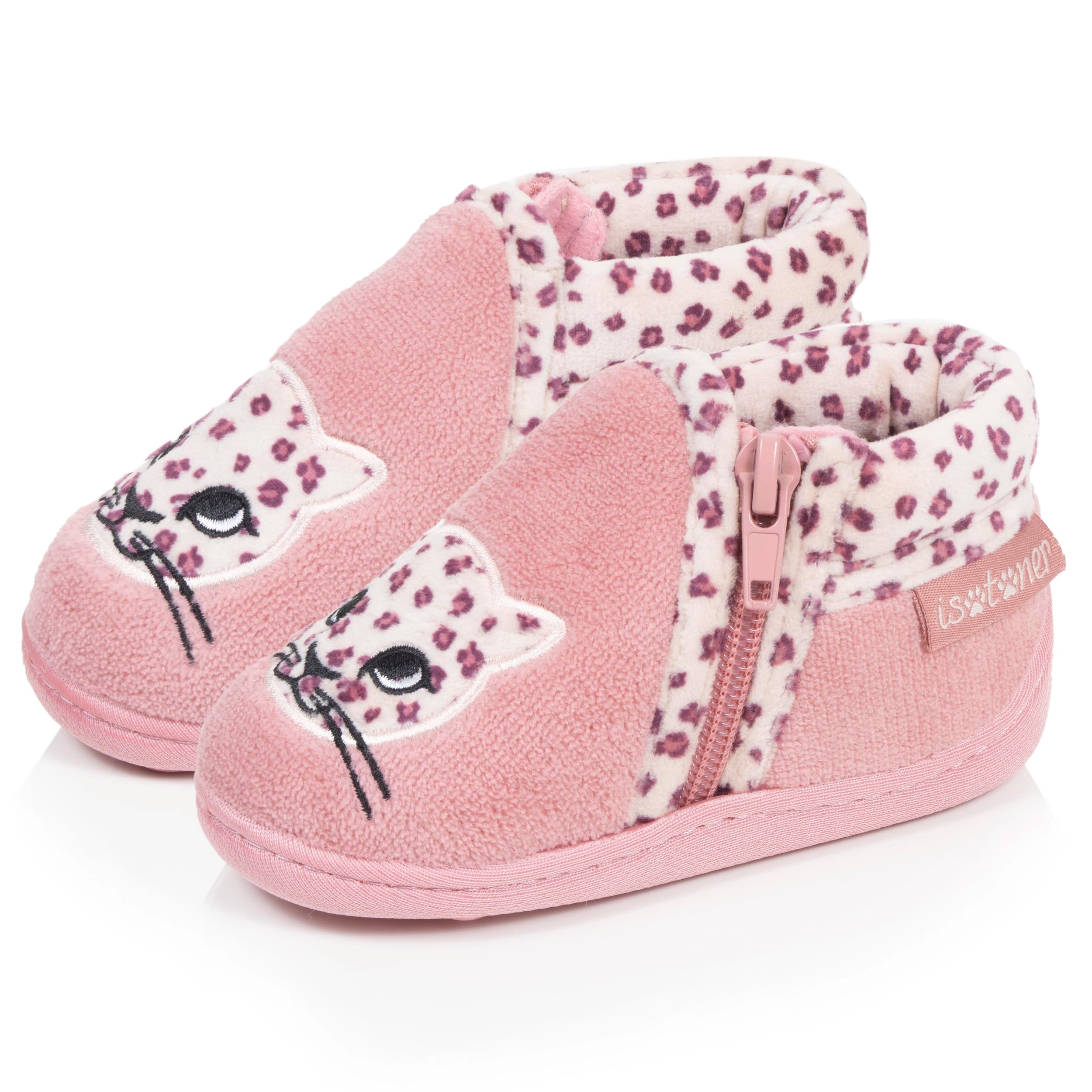 isotoner-chaussons-bottillons-zip-b-b-rose-l-opard image 1
