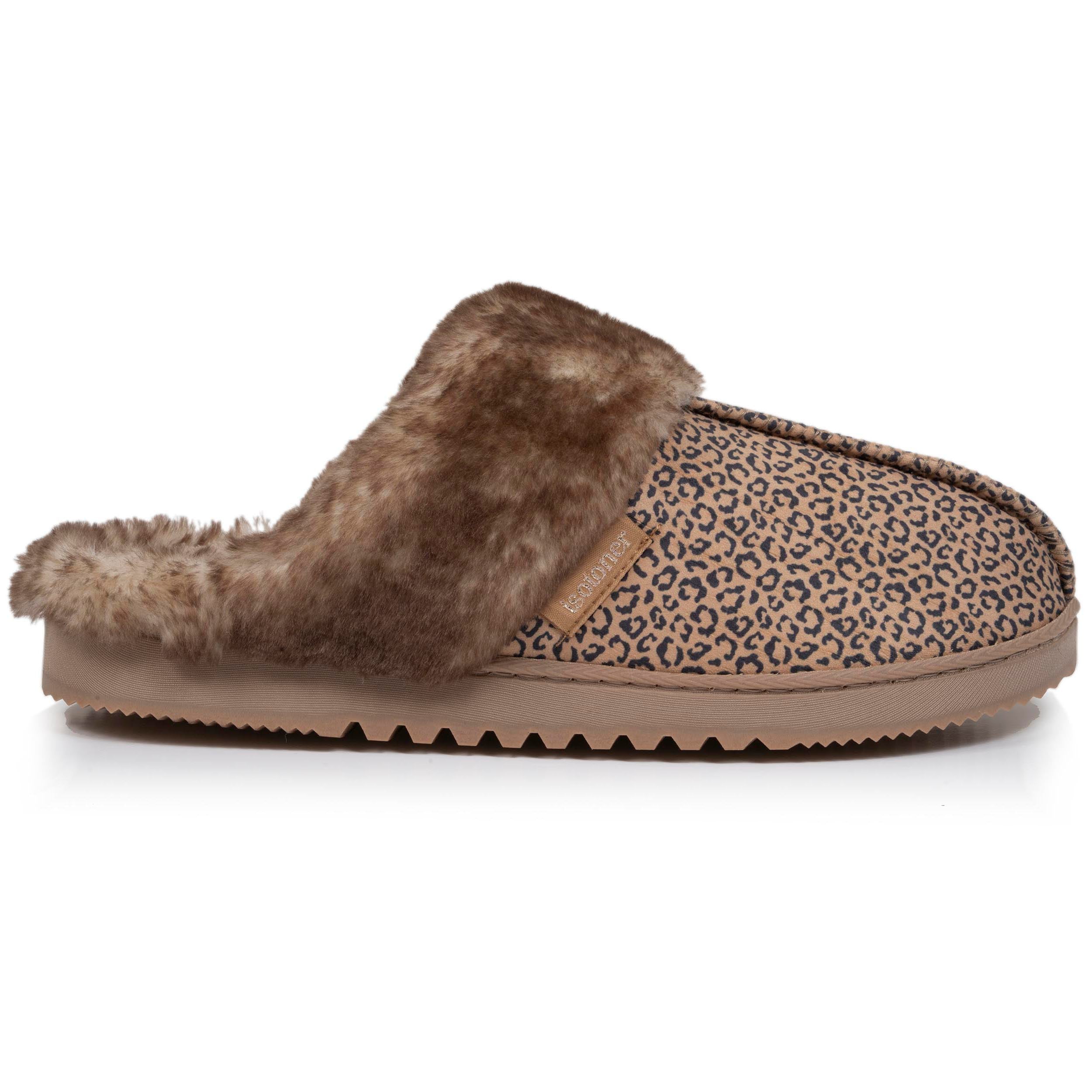 isotoner-chaussons-mules-femme-l-opard-beige-semelle-crant-e image 8