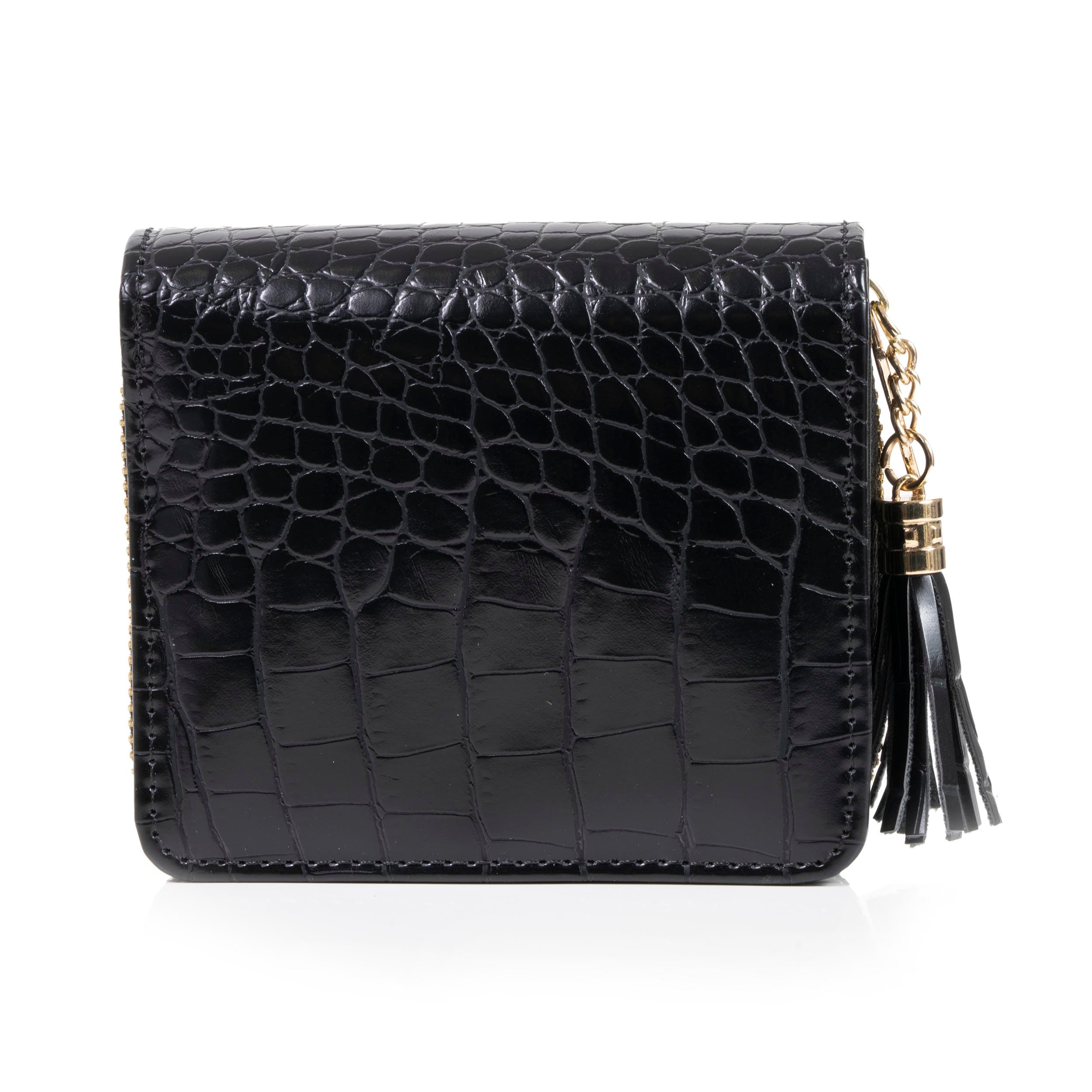 isotoner-porte-monnaie-femme-compact-noir-effet-crocodile-rfid image 1