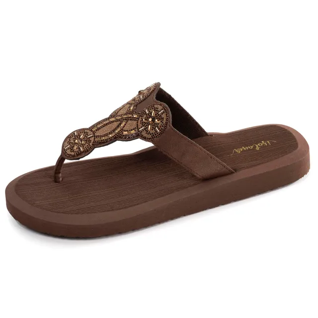 isotoner-tongs-femme-yoga-sophistiqu-e-marron-confort image 1