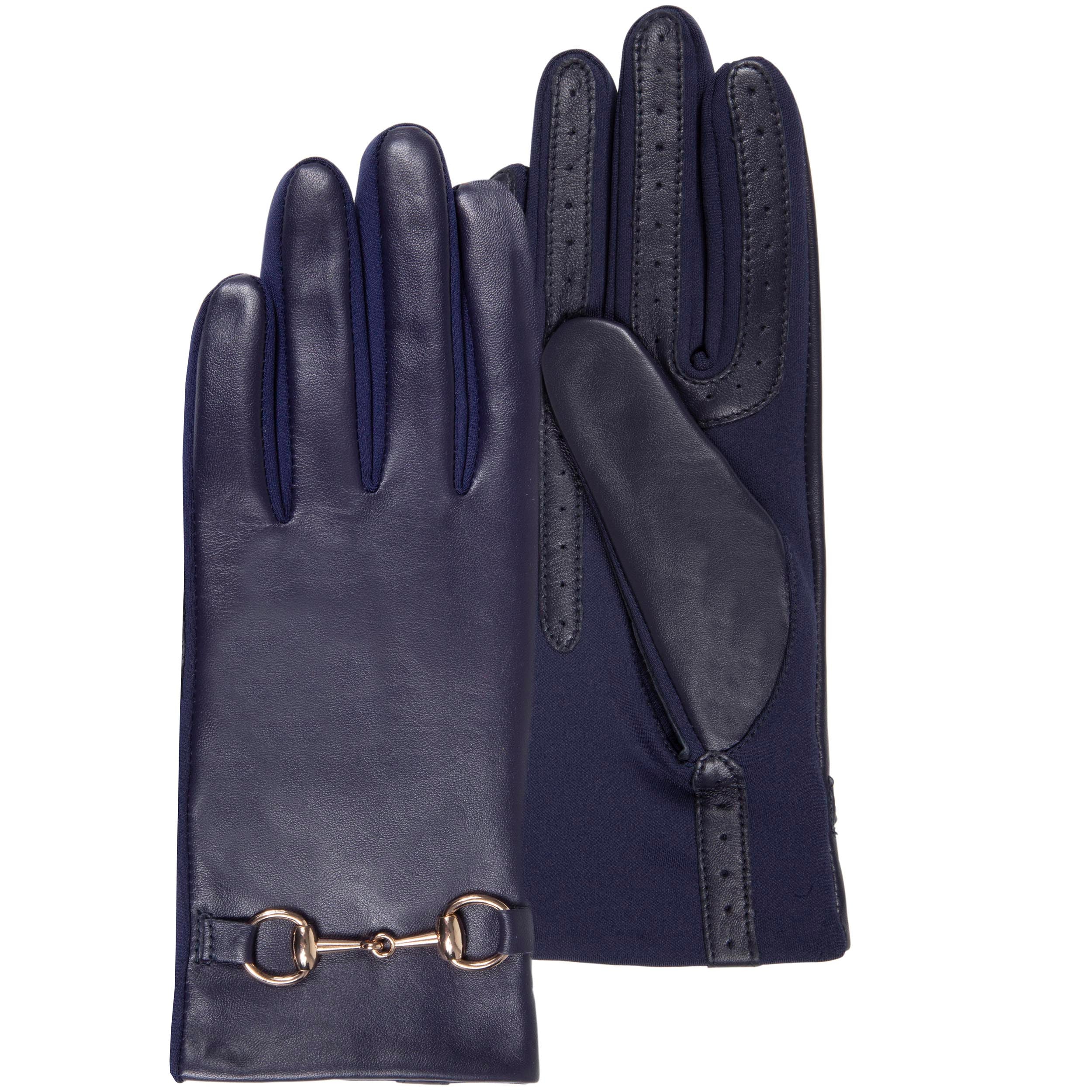isotoner-gants-femme-tactiles-cuir-de-mouton-marine image 1