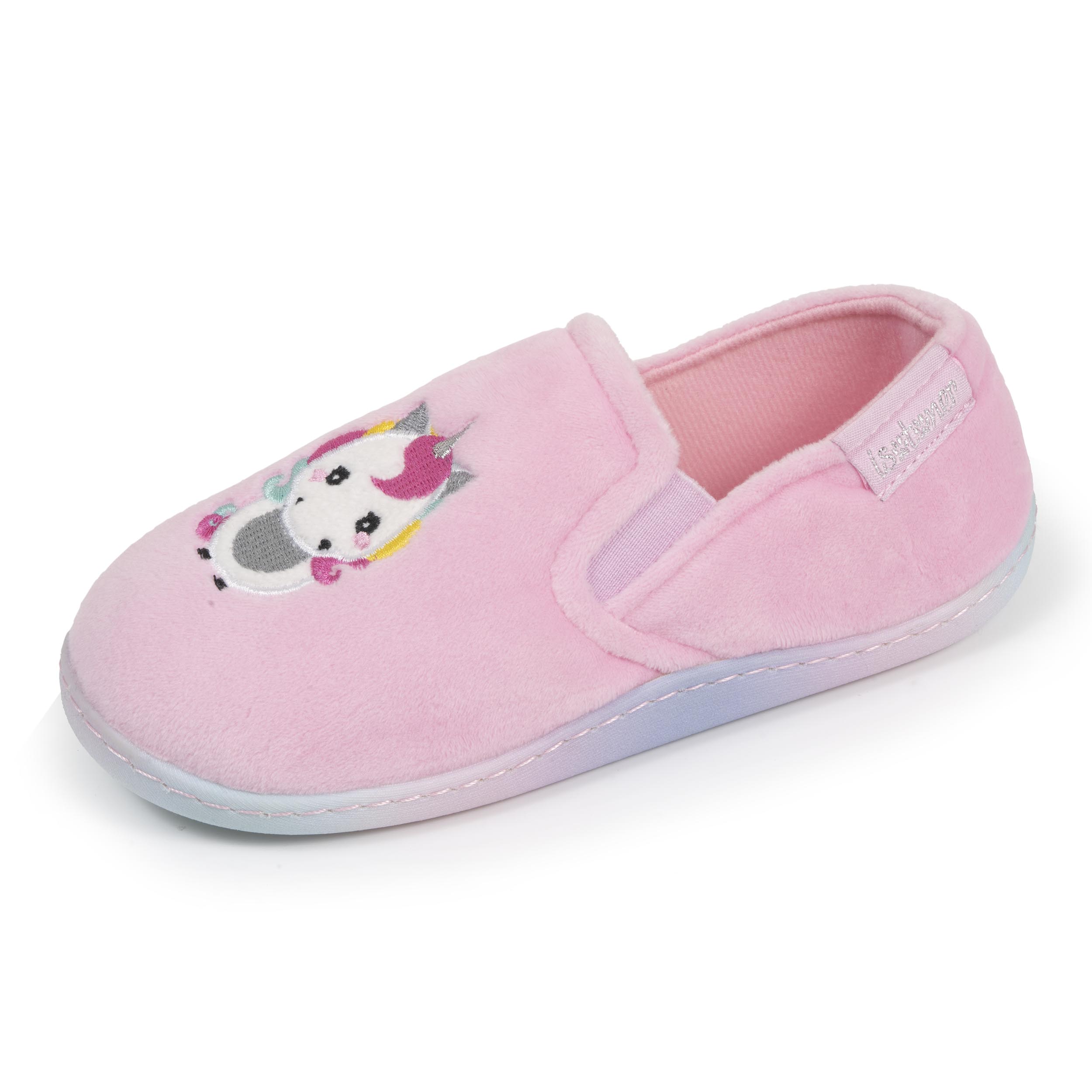 isotoner-chaussons-mocassins-enfant-rose-licorne image 1