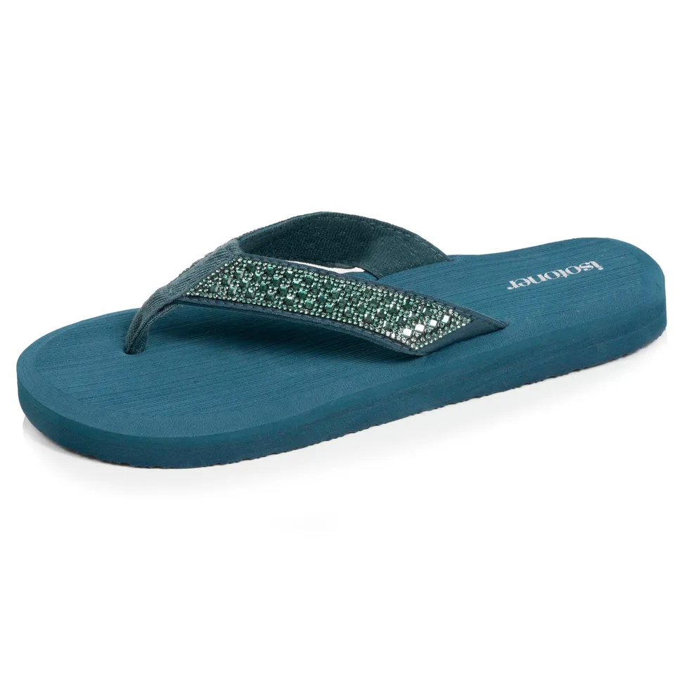 isotoner-tongs-femme-yoga-confort-vert-canard image 1