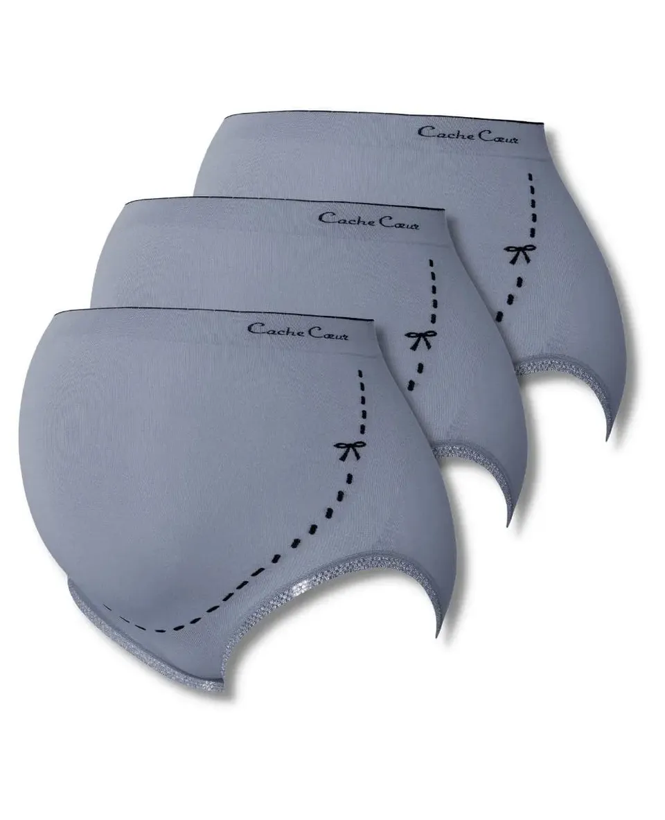 cache-c-ur-lot-de-3-maxi-culotte-de-grossesse-illusion-gris image 1