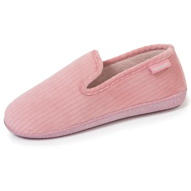 isotoner-charentaises-femme-rose-paillet-velours image 1