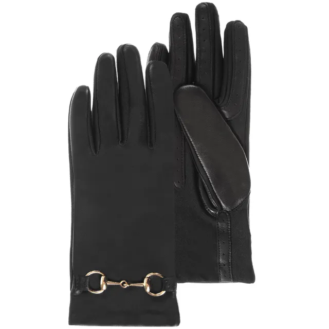 isotoner-gants-femme-cuir-d-tail-mors-noir image 1