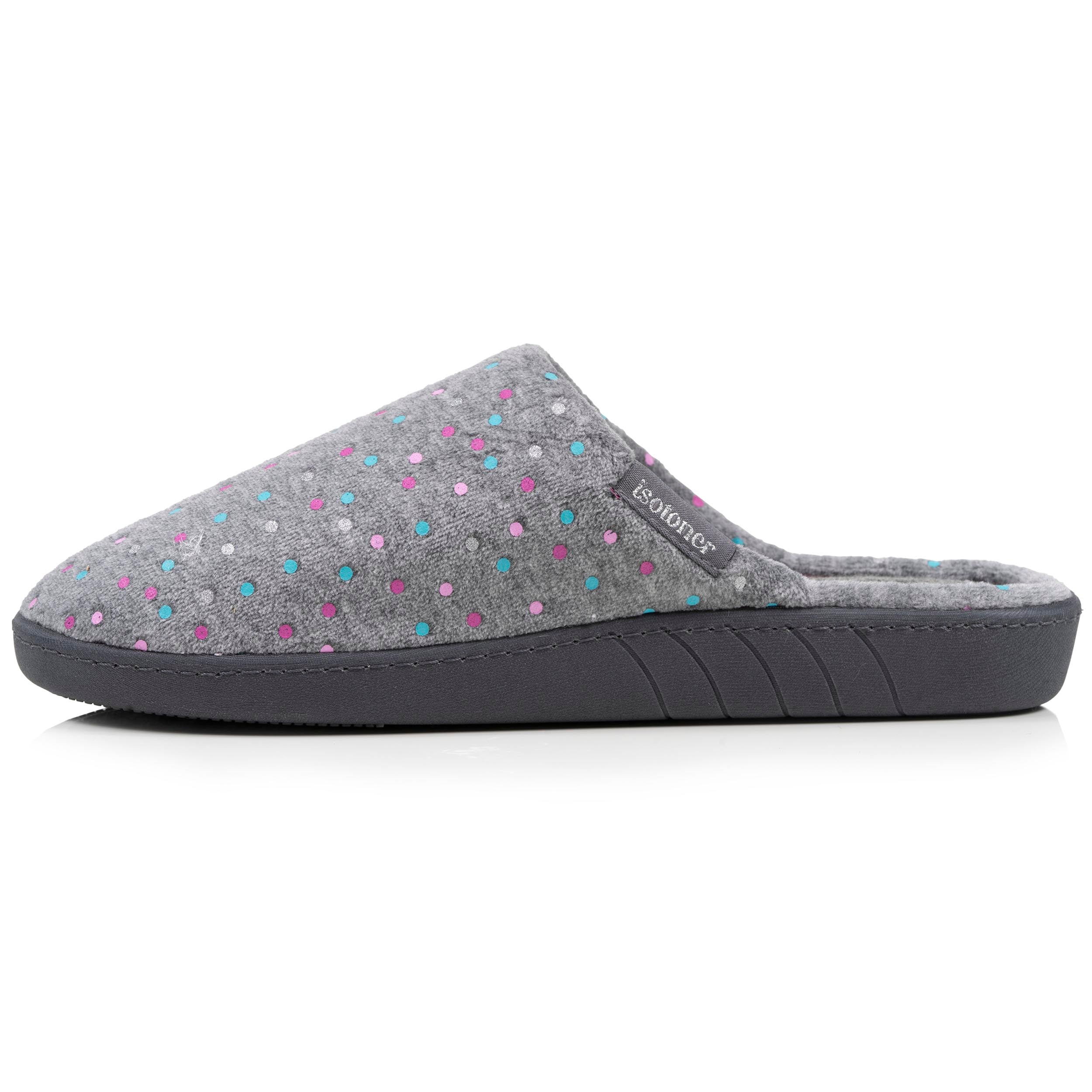 isotoner-chaussons-mules-femme-ergonomiques-pois-gris image 3