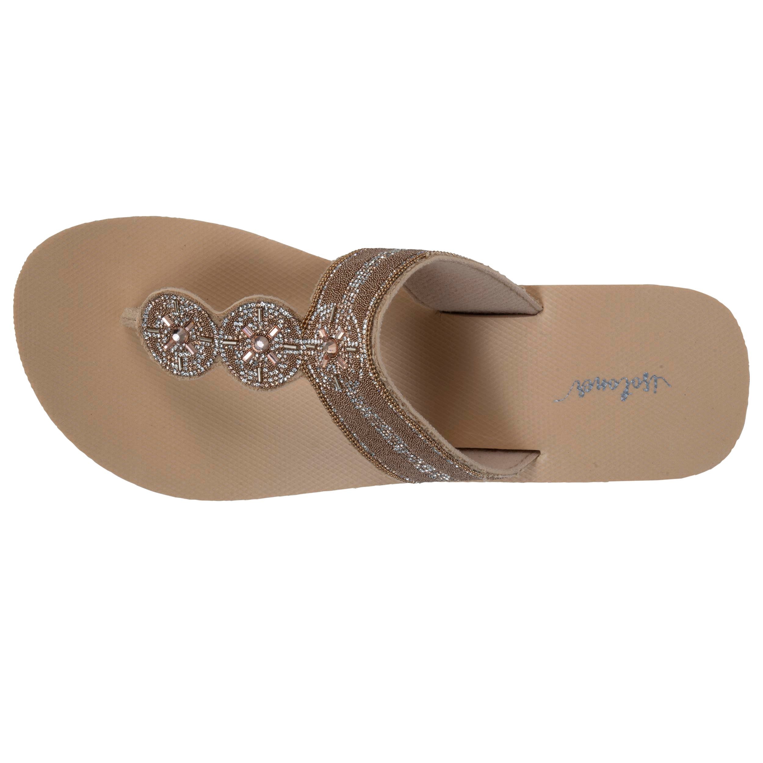 isotoner-tongs-femme-tige-large-strass-talon-4-cm-beige image 2