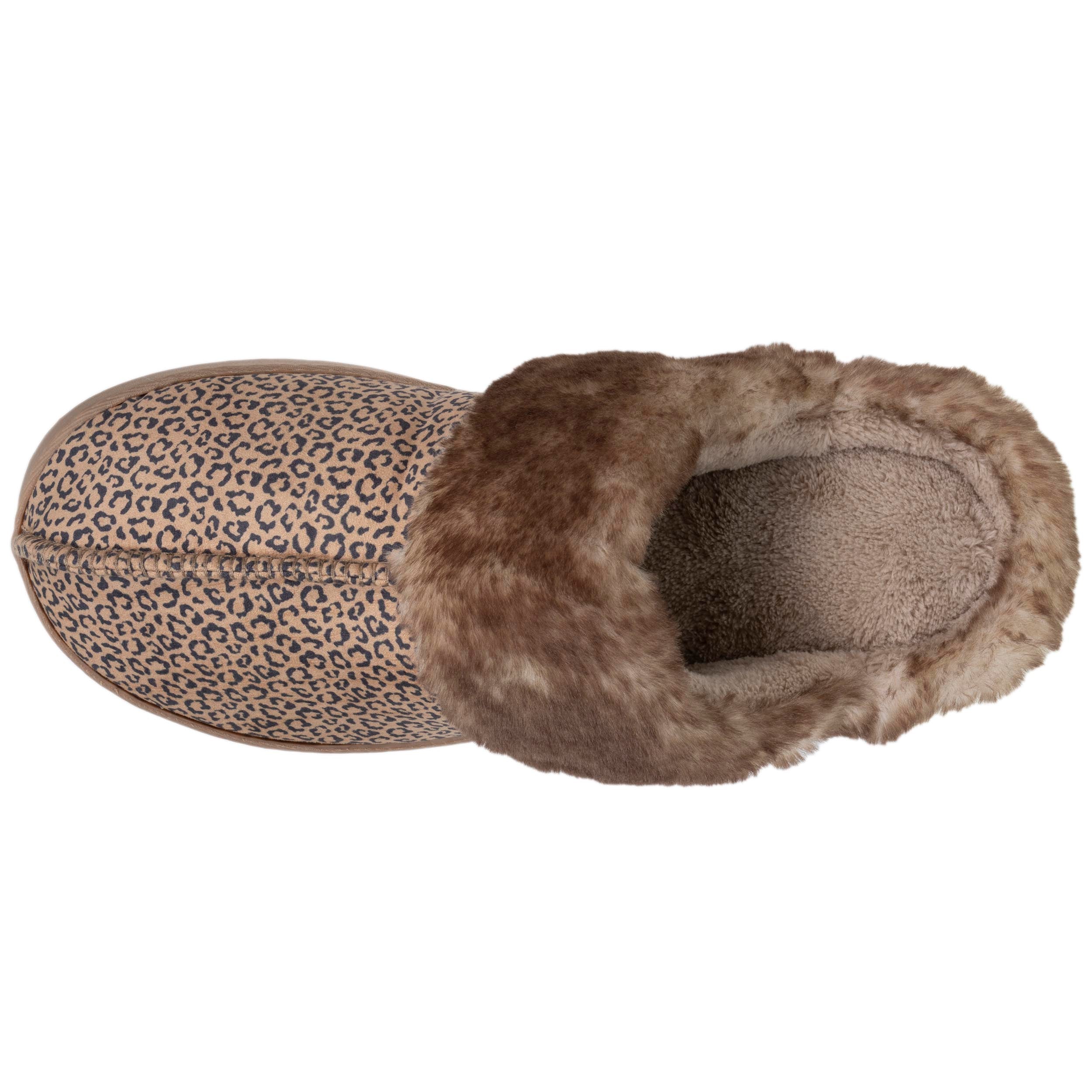 isotoner-chaussons-mules-femme-l-opard-beige-semelle-crant-e image 2