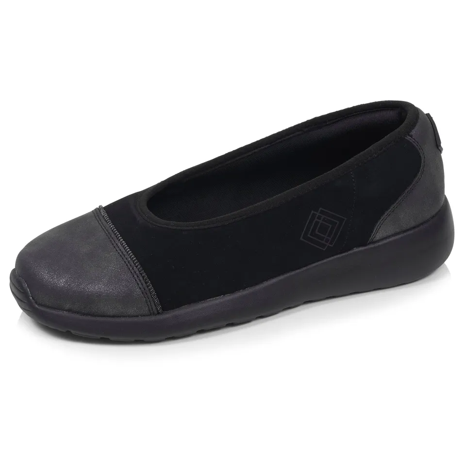 isotoner-ballerines-femme-slip-on-noir-gris-everywear image 1