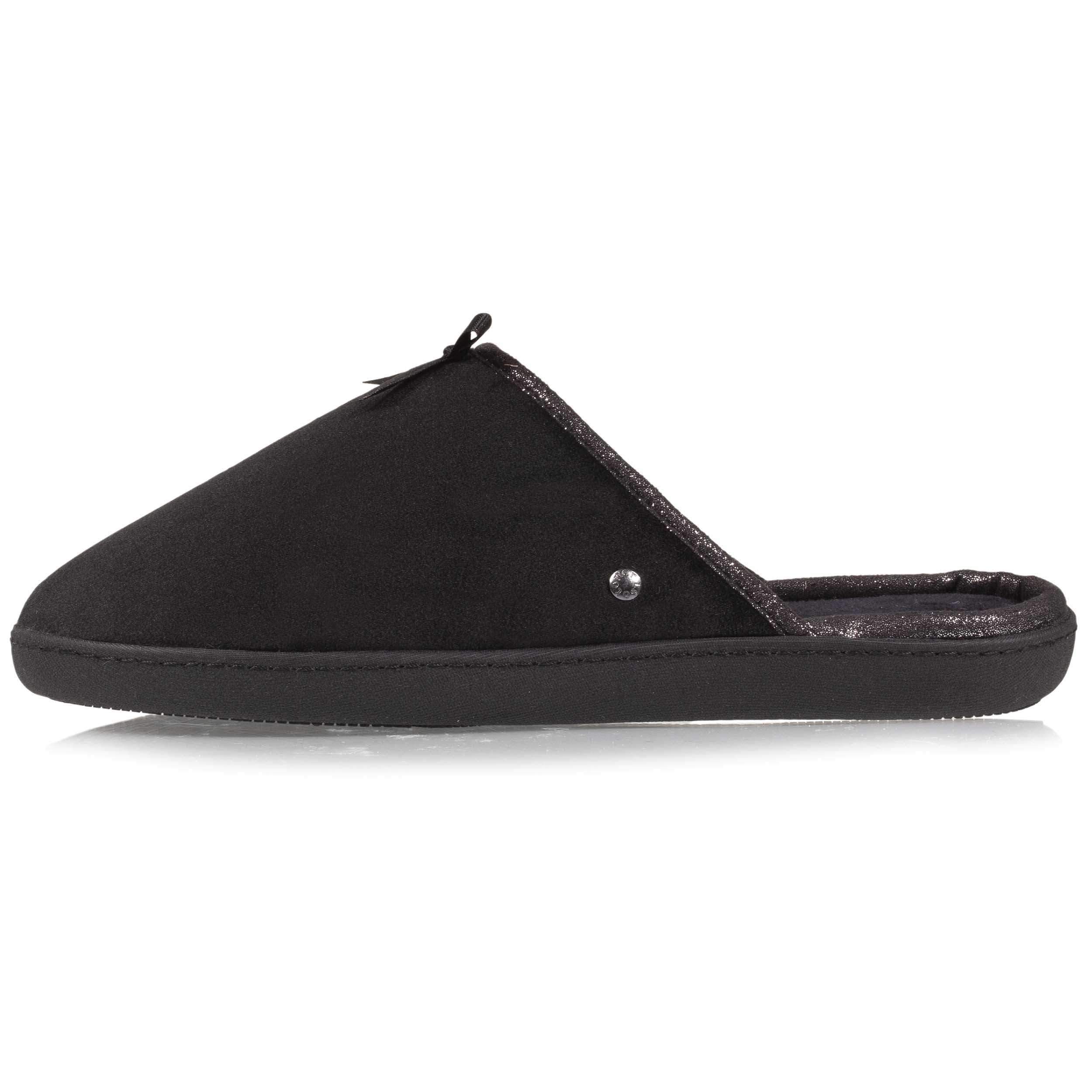 isotoner-chaussons-mules-femme-brillant-noir-microvelours-m-moire-de-forme image 3