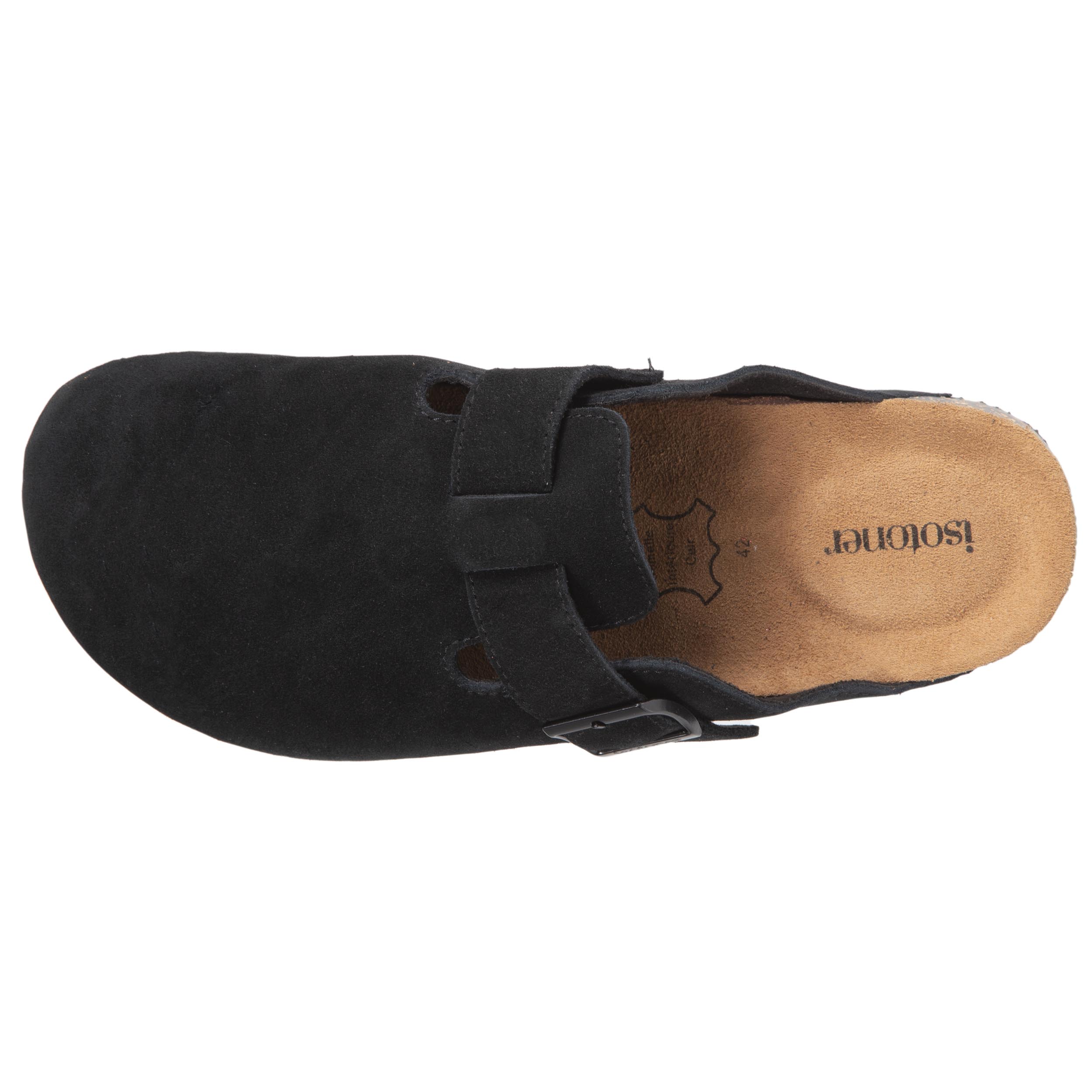 isotoner-mules-sabots-homme-cuir-noir-effet-li-ge image 2