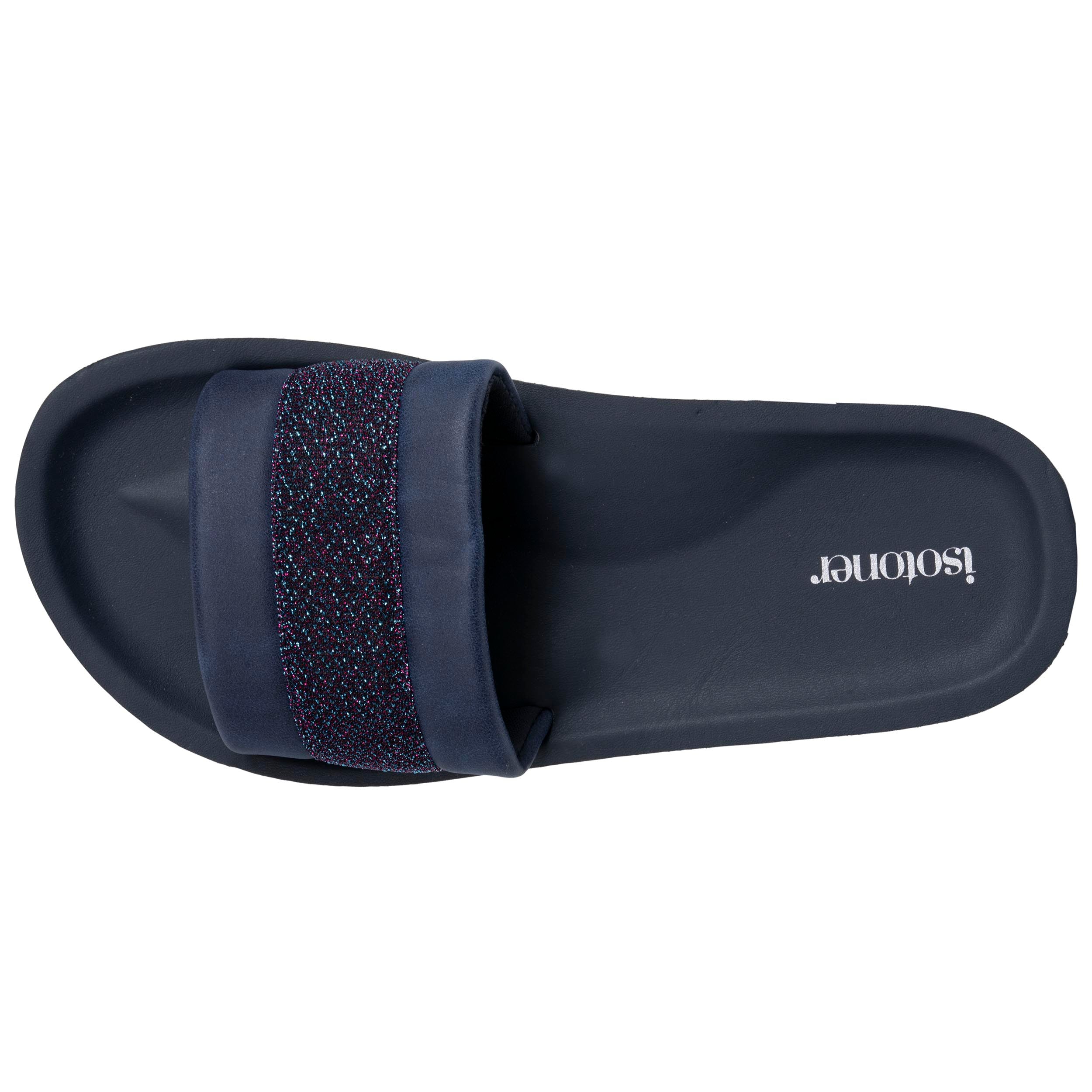 isotoner-mules-claquettes-femme-moul-es-marine-paillet image 2