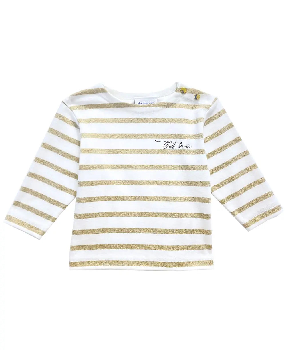 cache-c-ur-morgat-marini-re-b-b-manches-longues-blanc-dor-lurex image 1