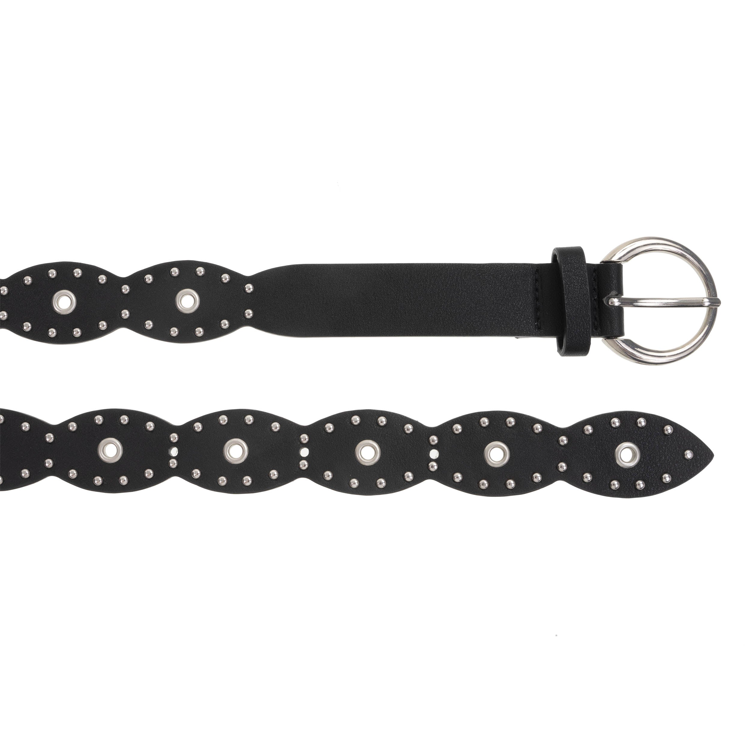 isotoner-ceinture-femme-rock-noir-cuir-clout-e-3-cm image 3