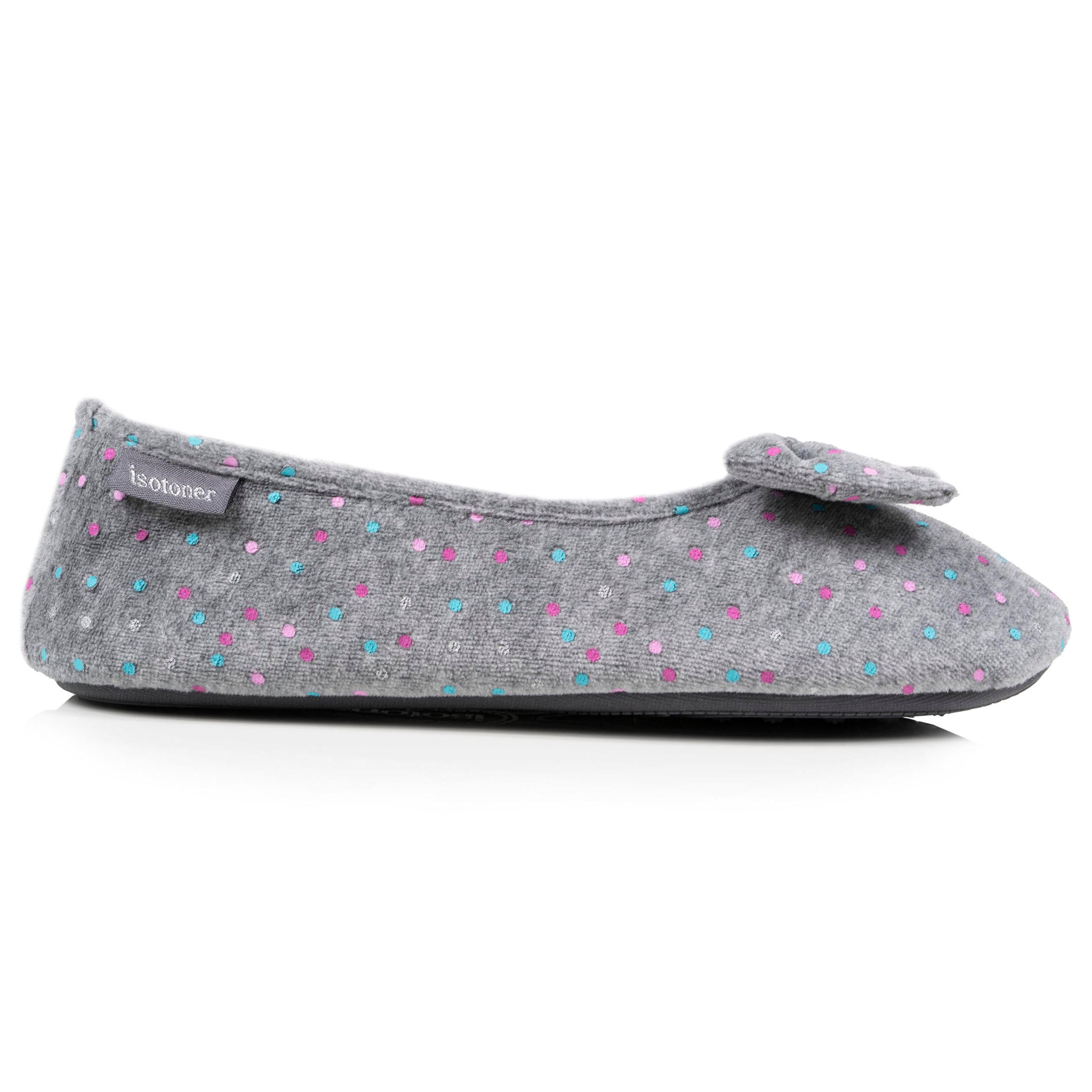 isotoner-chaussons-ballerines-femme-pois-gris-m-moire-de-forme image 8