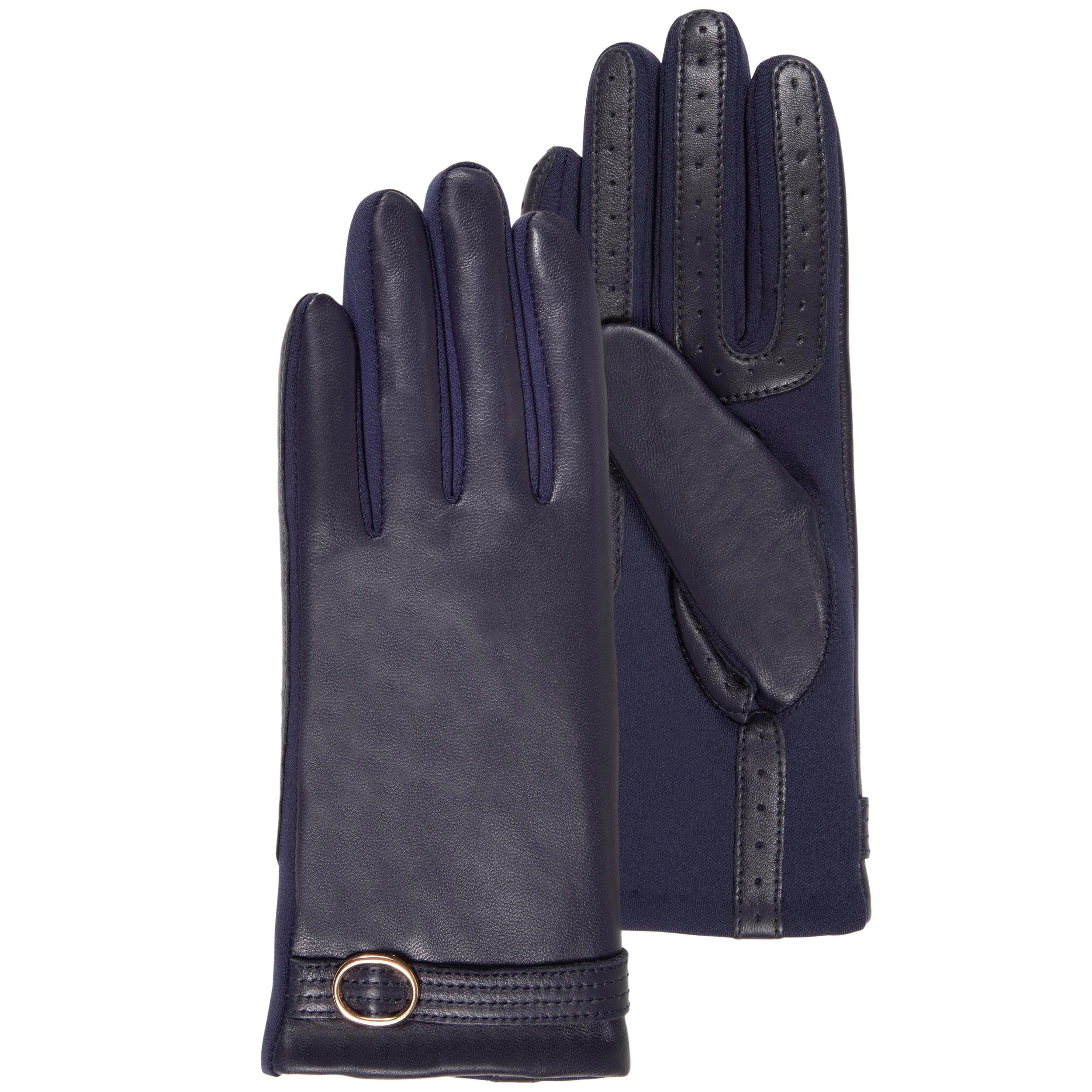 isotoner-gants-femme-tactiles-cuir-mouton-marine image 1