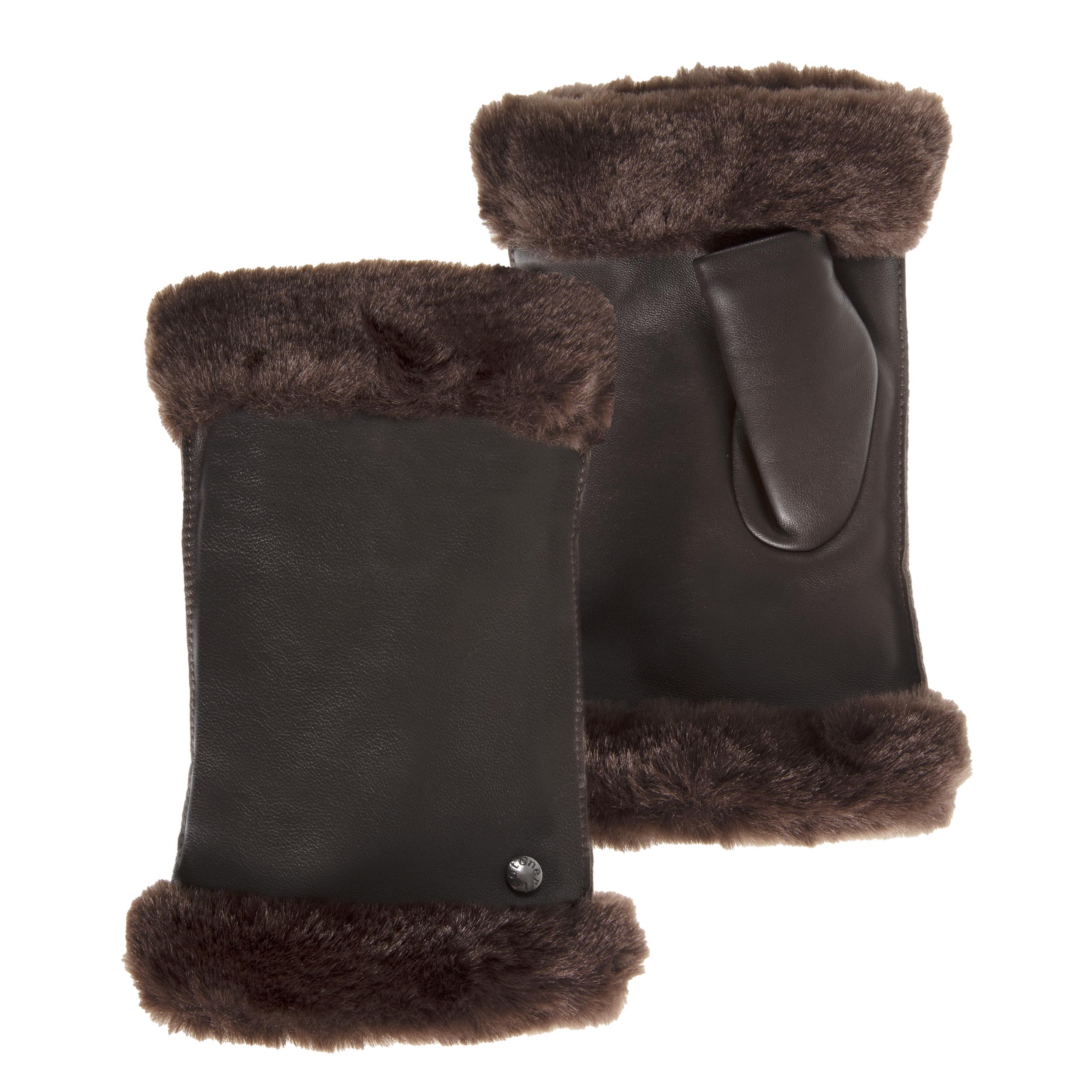 isotoner-mitaines-femme-cuir-d-agneau-marron image 1