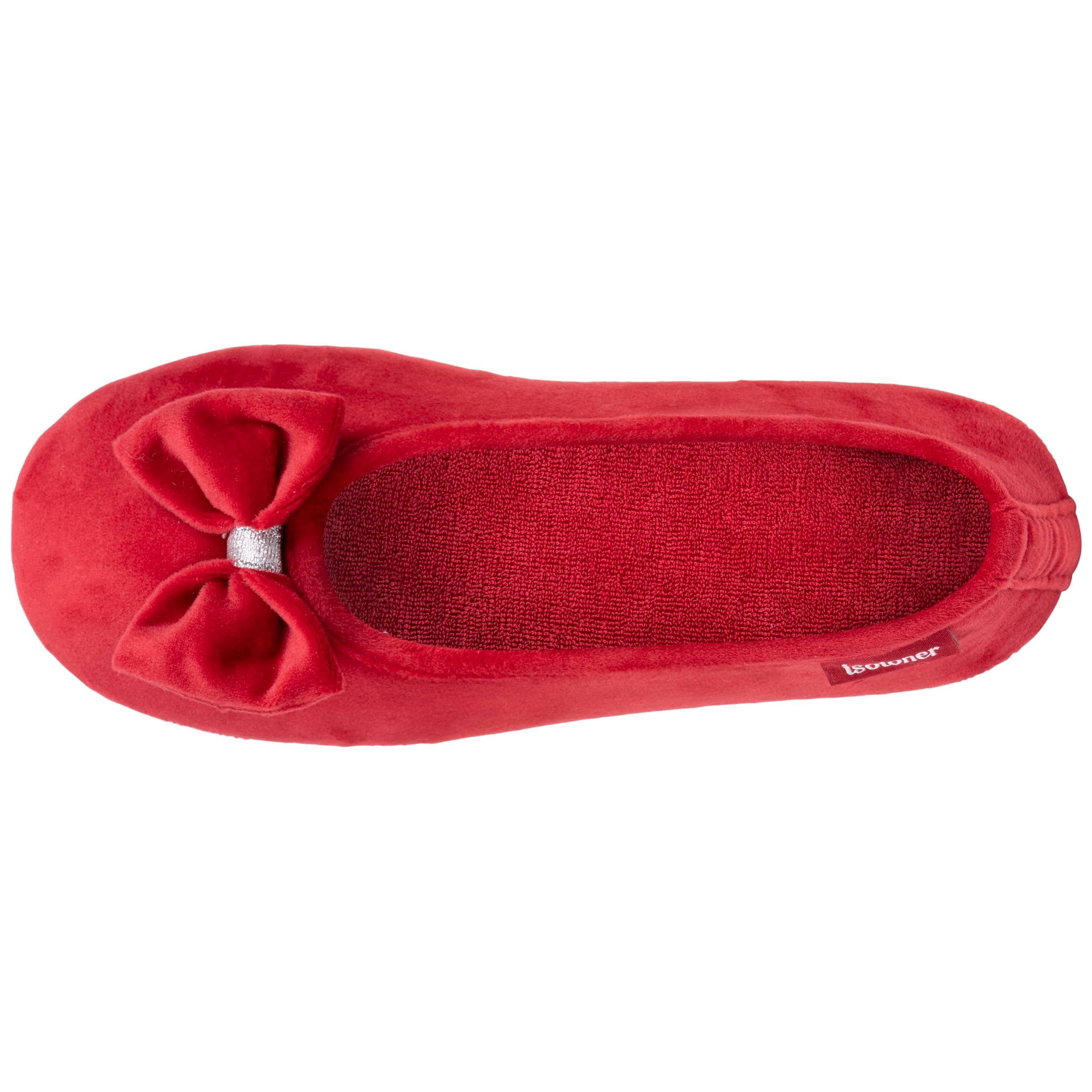 isotoner-chaussons-ballerines-femme-rouge-m-moire-de-forme image 3