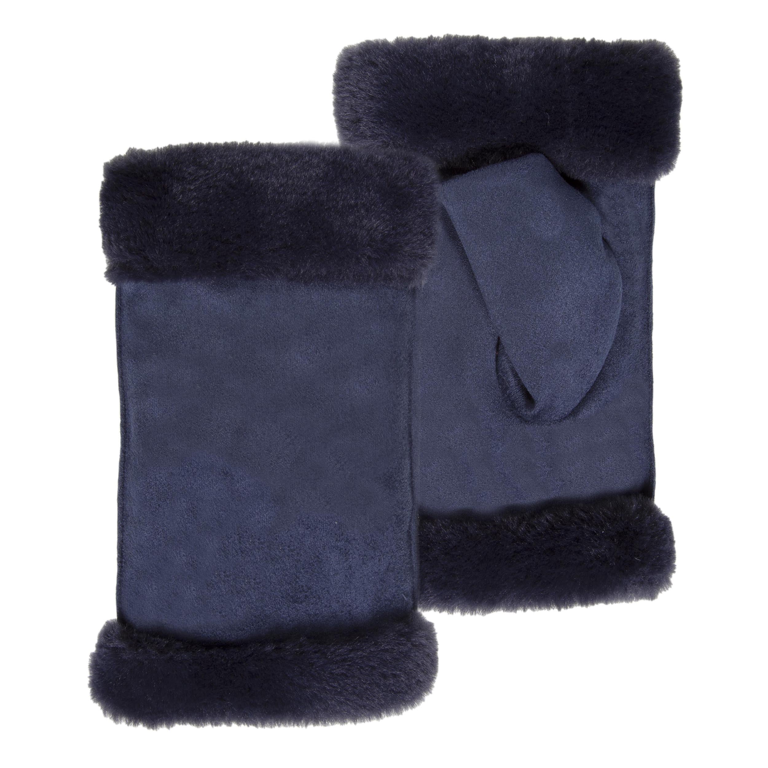 isotoner-mitaines-femme-bord-imitation-fourrure-denim image 1