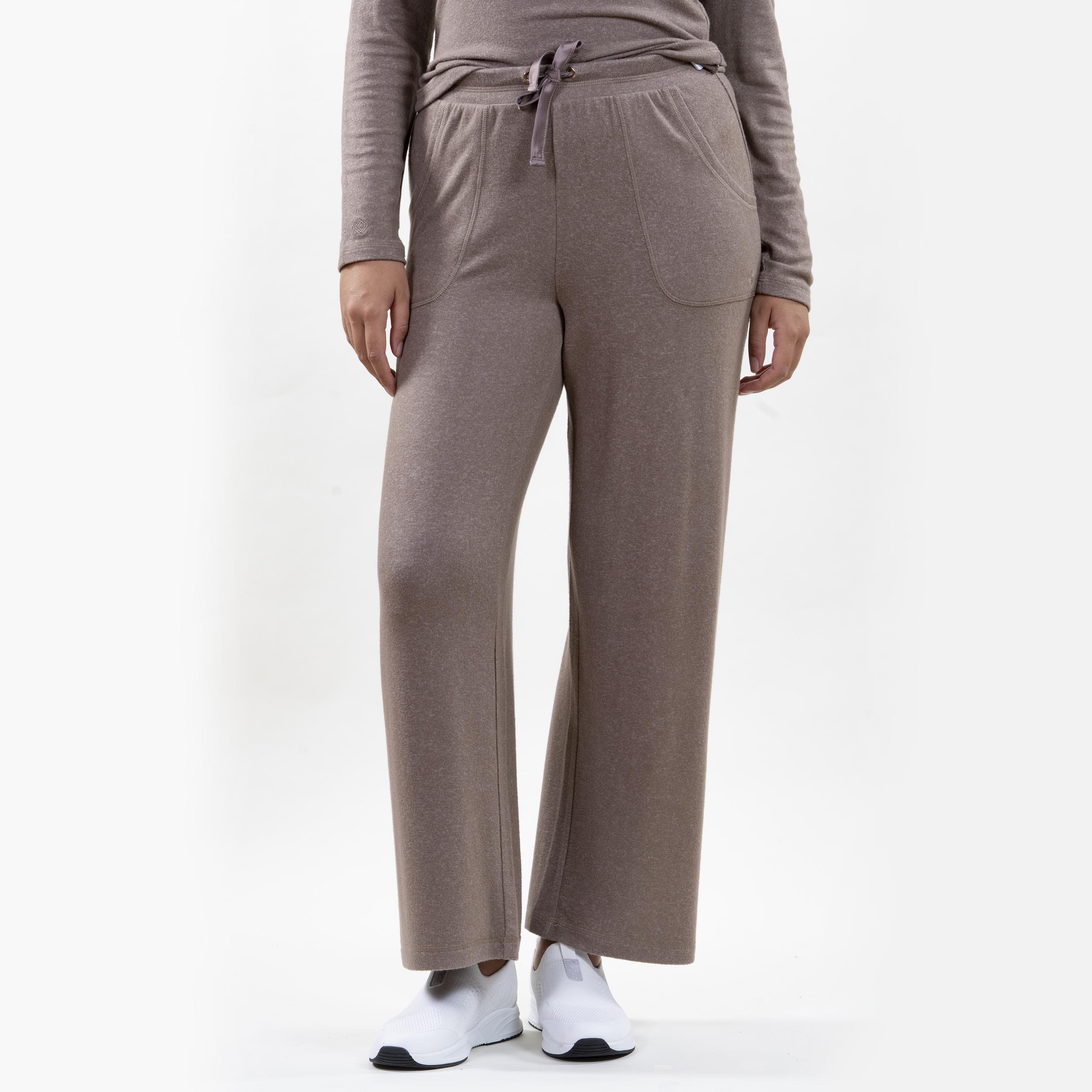 isotoner-pantalon-large-femme-taupe-chin-viscose-ecovero image 1