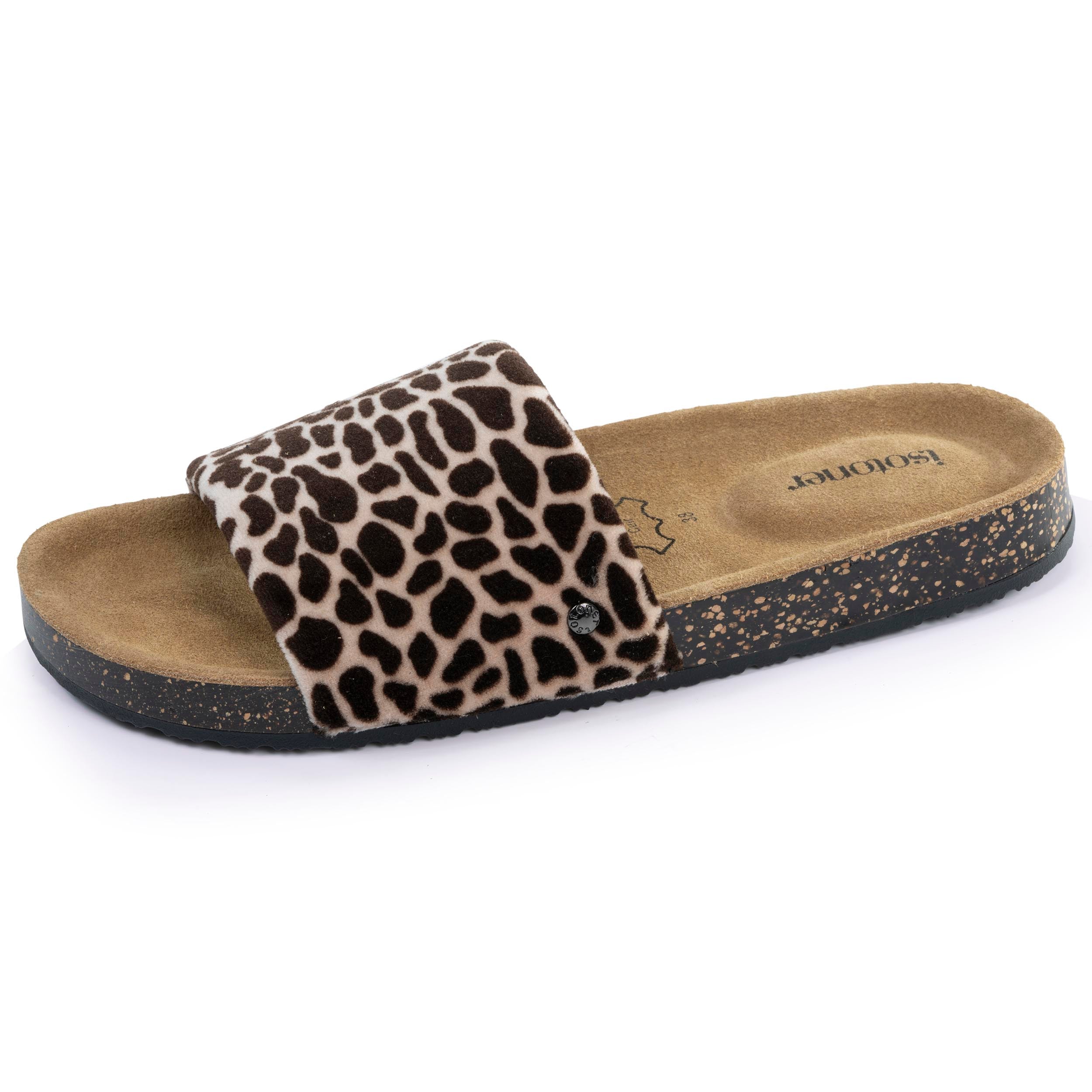 isotoner-chaussons-mules-femme-girafe-semelle-cuir image 1