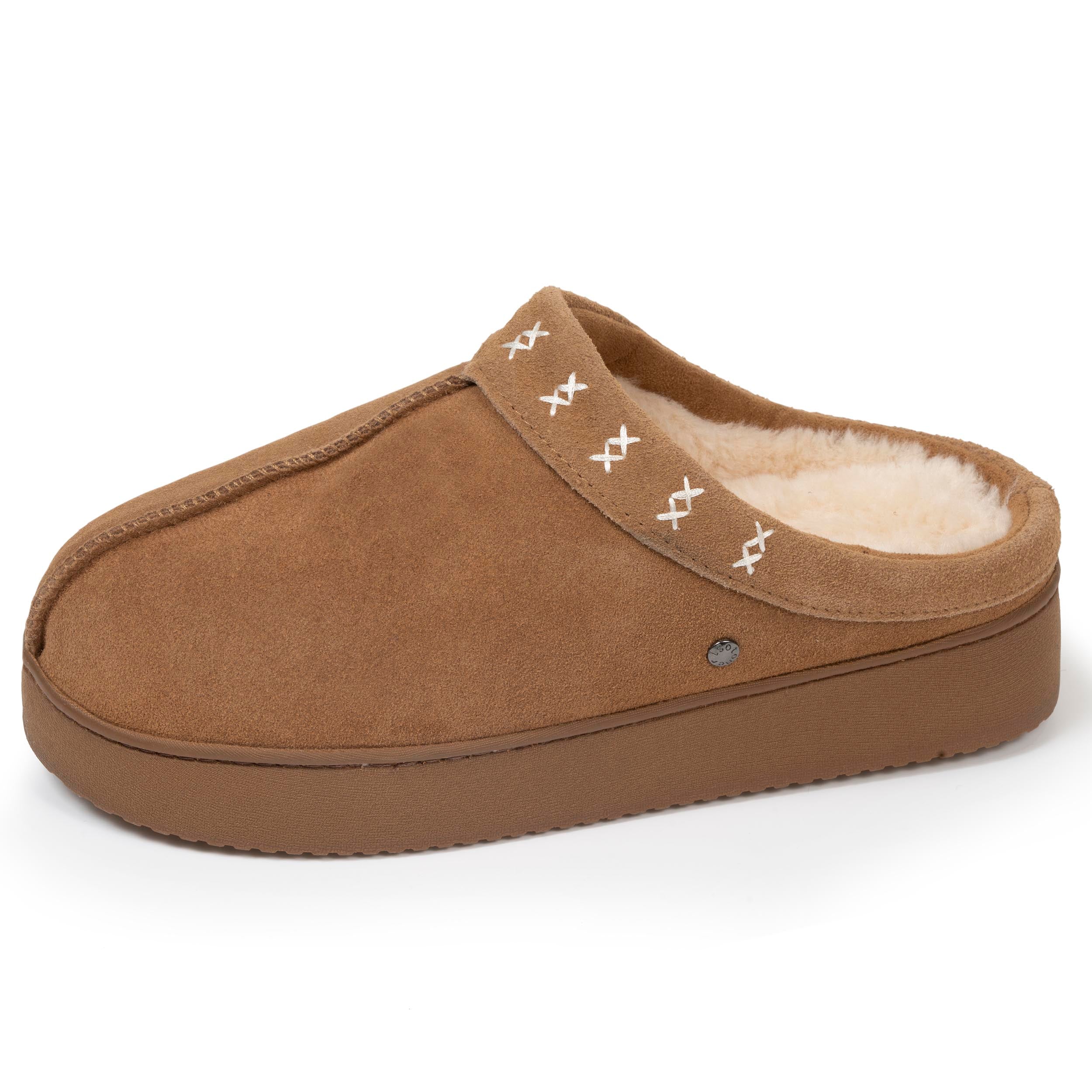 isotoner-chaussons-mules-femme-camel-en-cuir image 1