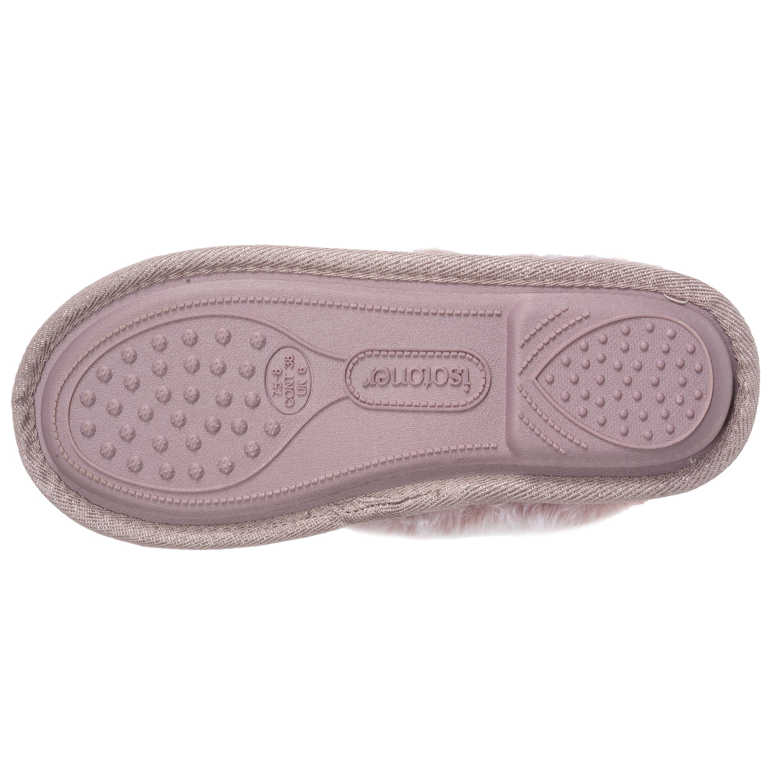 isotoner-chaussons-mules-femme-plates-rose-chin-feutrine-confort image 4