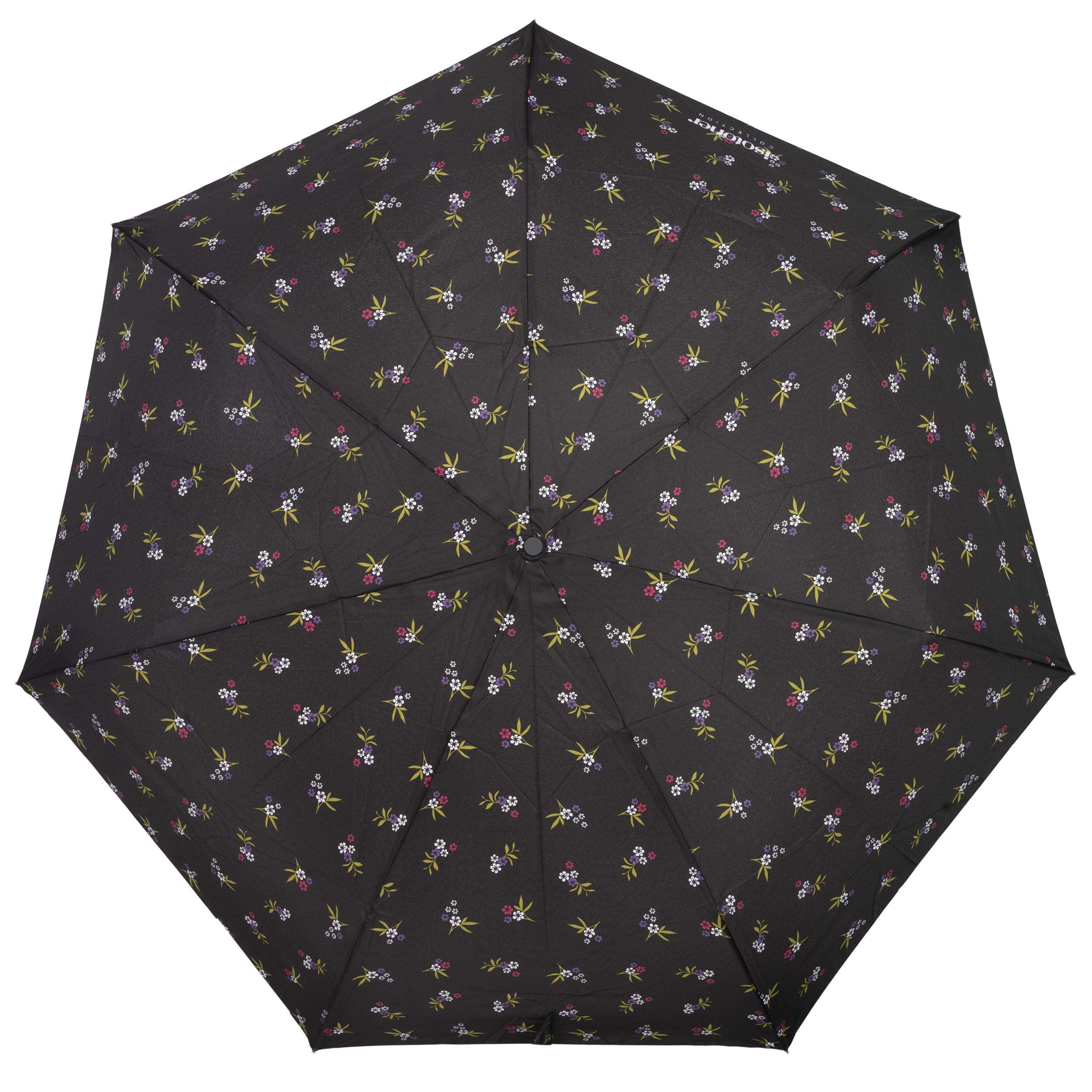 isotoner-parapluie-ombrelle-noir-petites-fleurs-upf50 image 3
