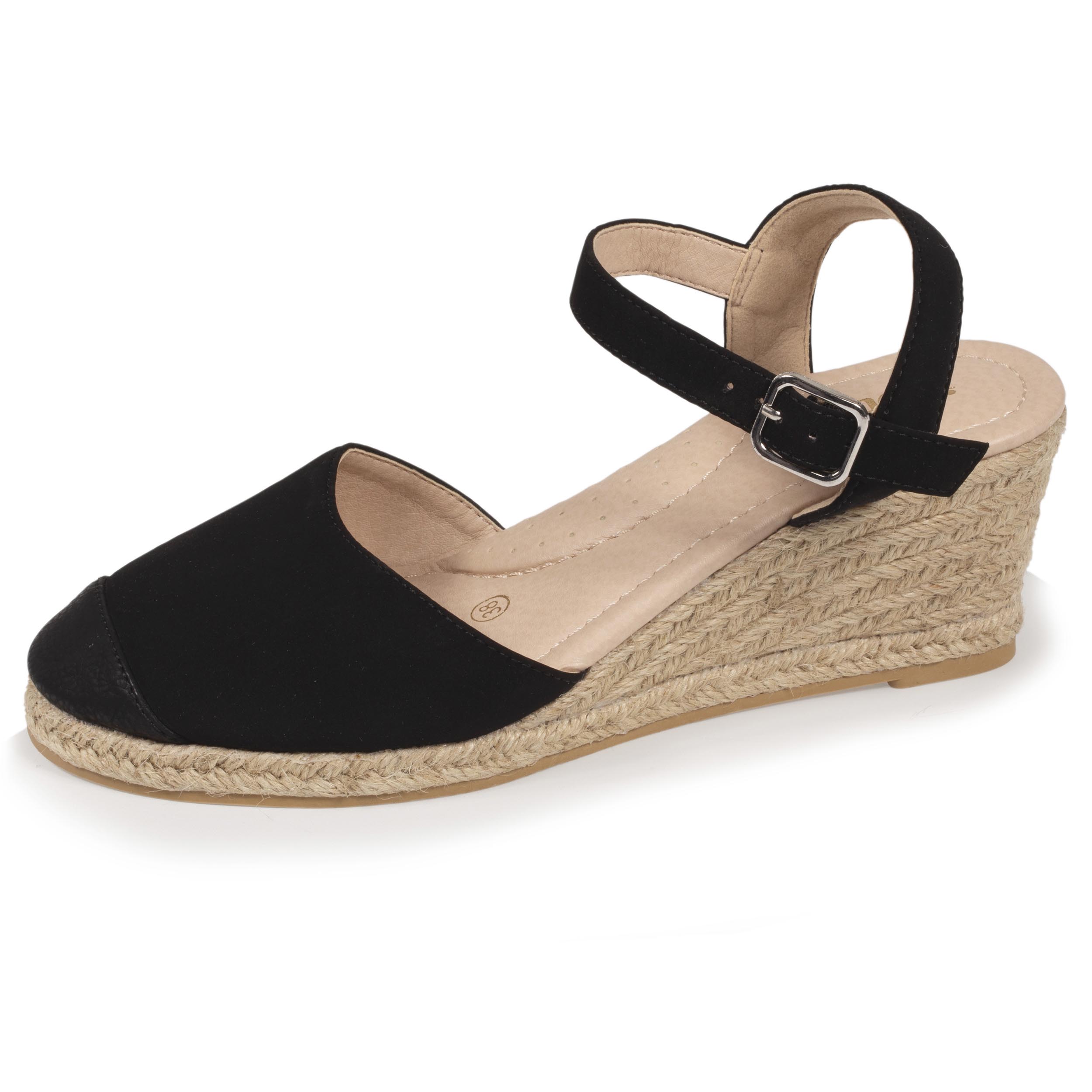 isotoner-espadrilles-ferm-es-femme-talon-corde-6-cm-noir image 1