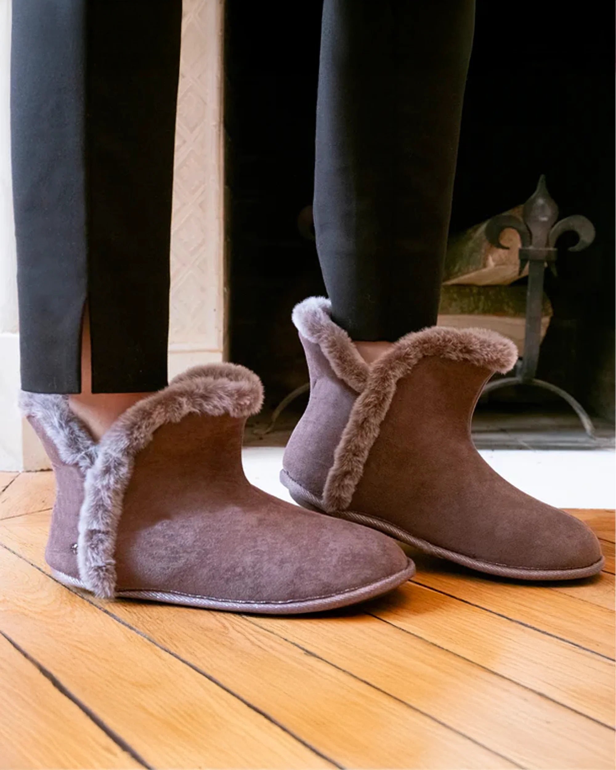 isotoner-chaussons-bottillons-femme-gris image 2