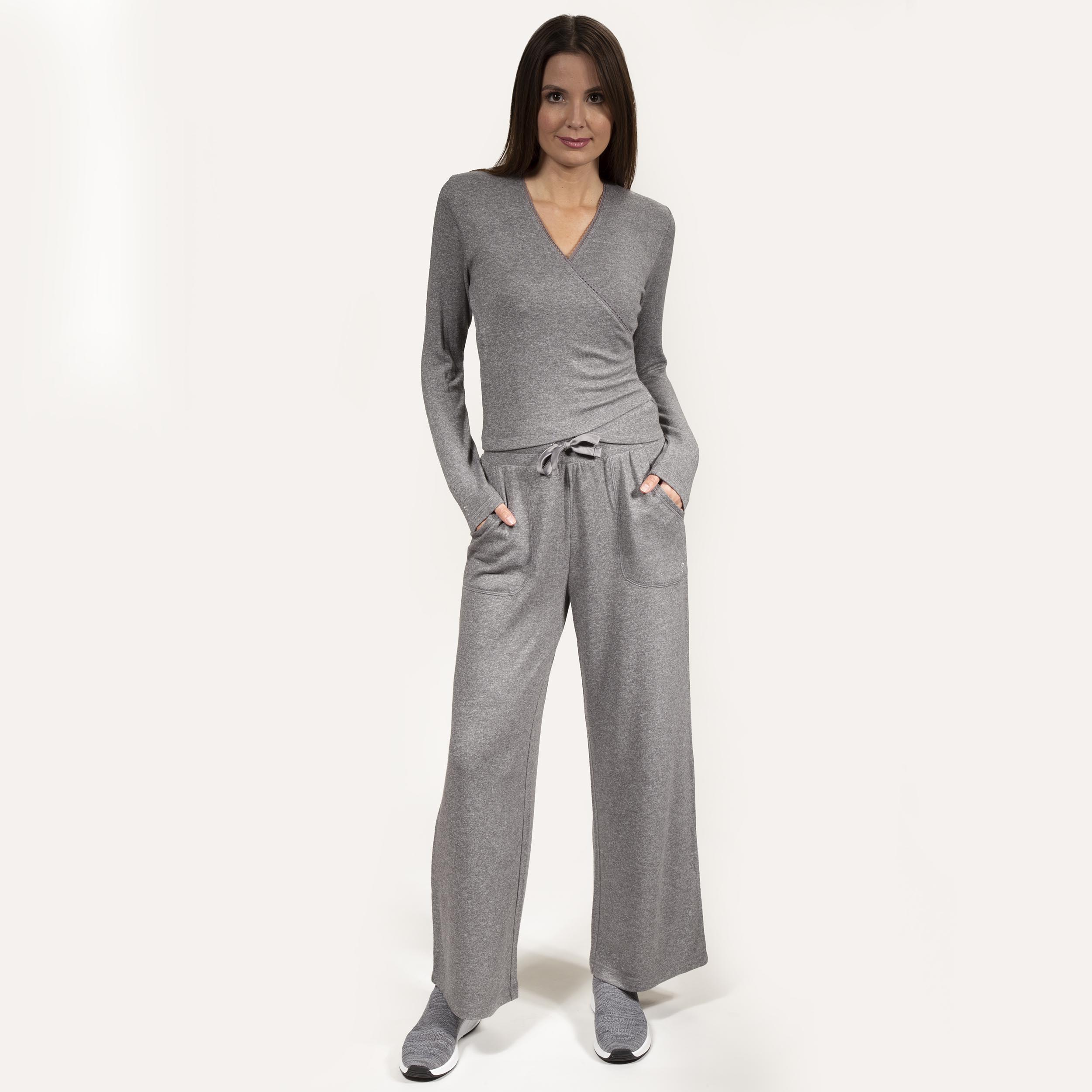 isotoner-pantalon-large-femme-gris-chin-ultra-doux image 4