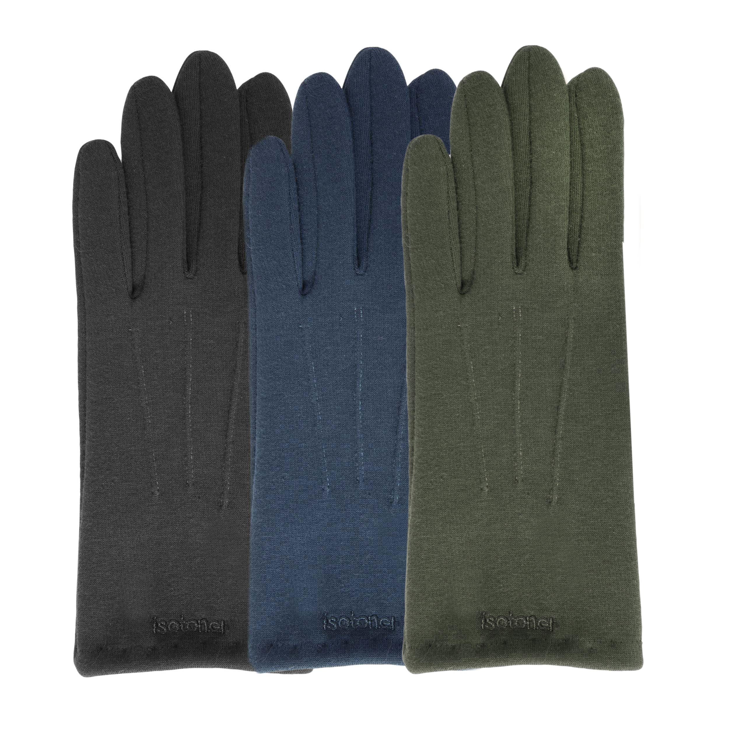 isotoner-gants-femme-tactiles-bleu-tissu-doux image 2